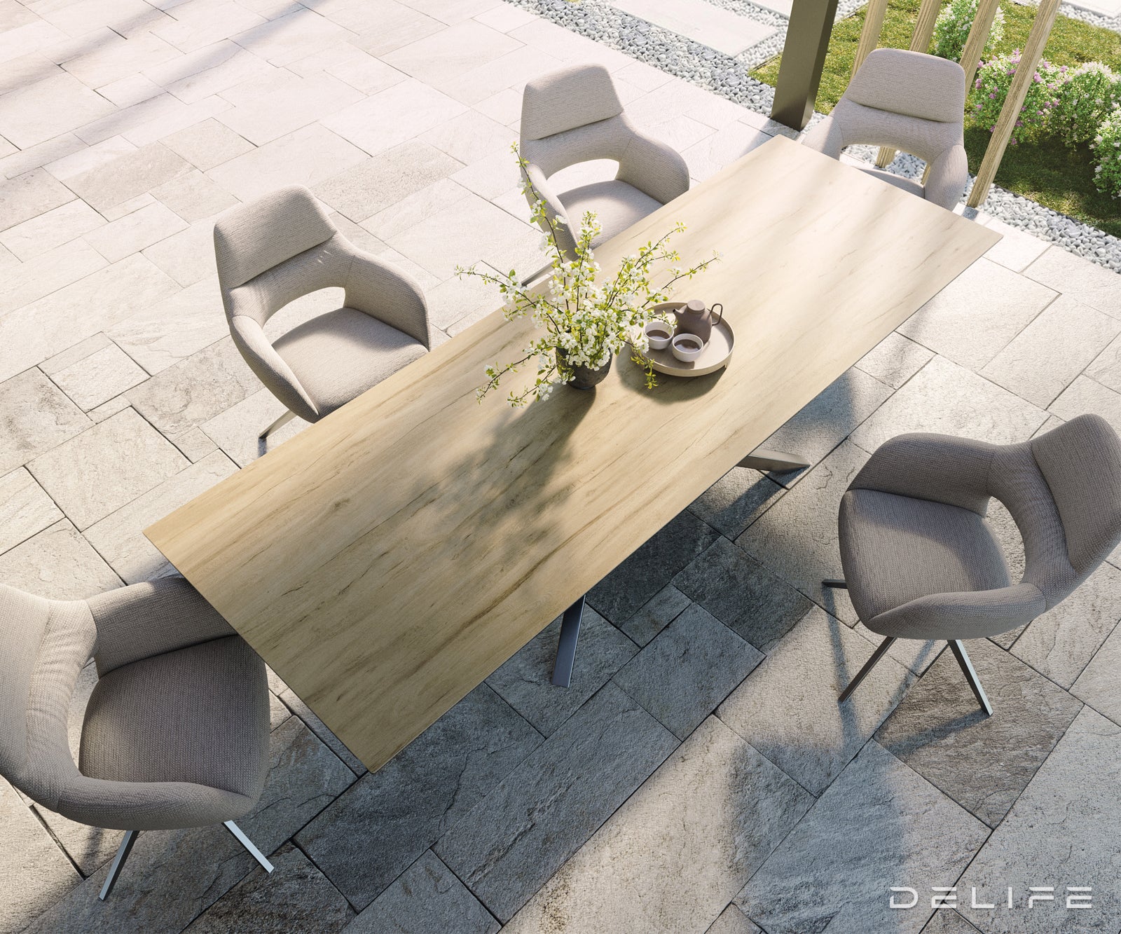 Outdoor miza Edge 300x100cm, Material: keramika Sabbia