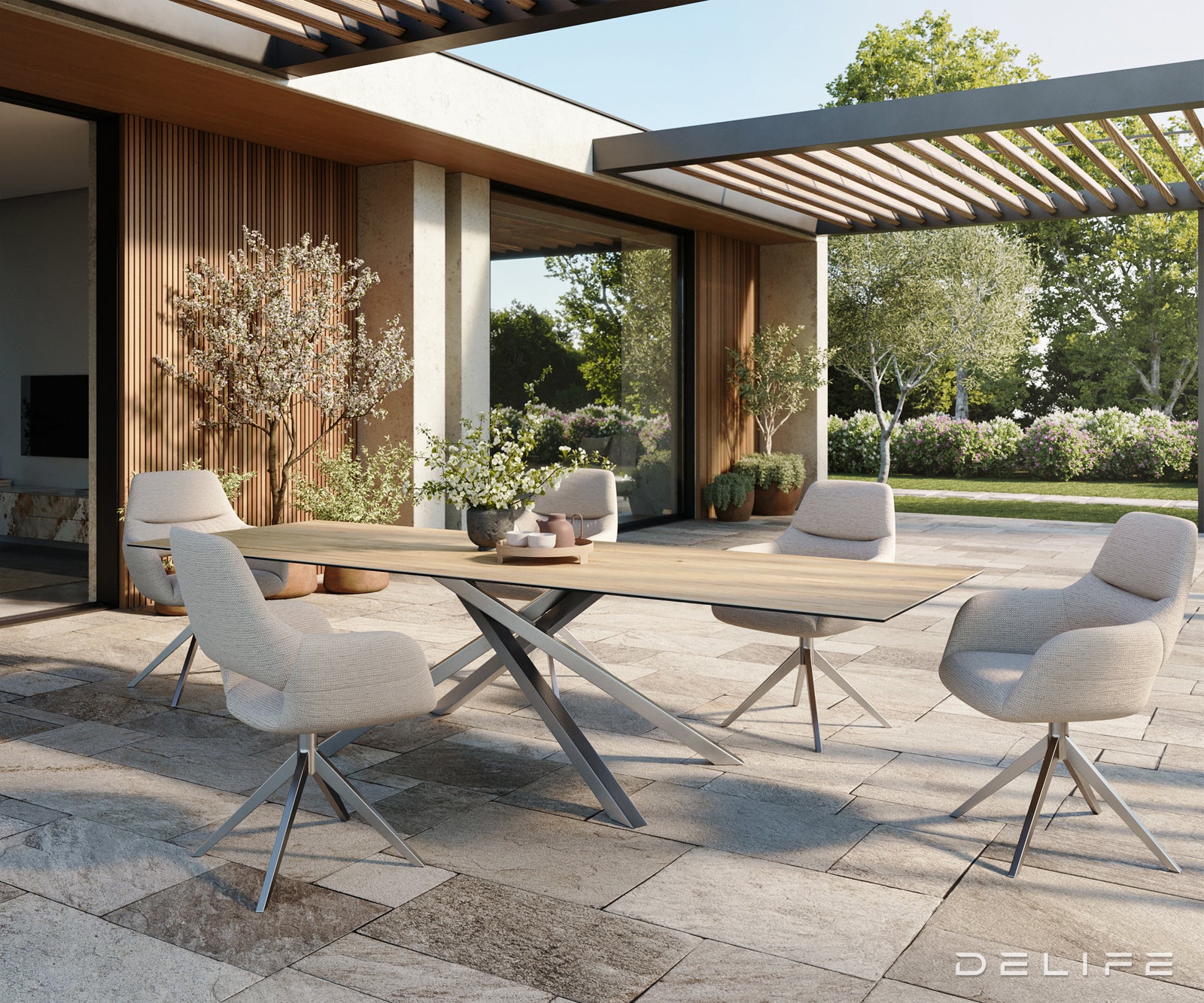 Outdoor miza Edge 300x100cm, Material: keramika Sabbia