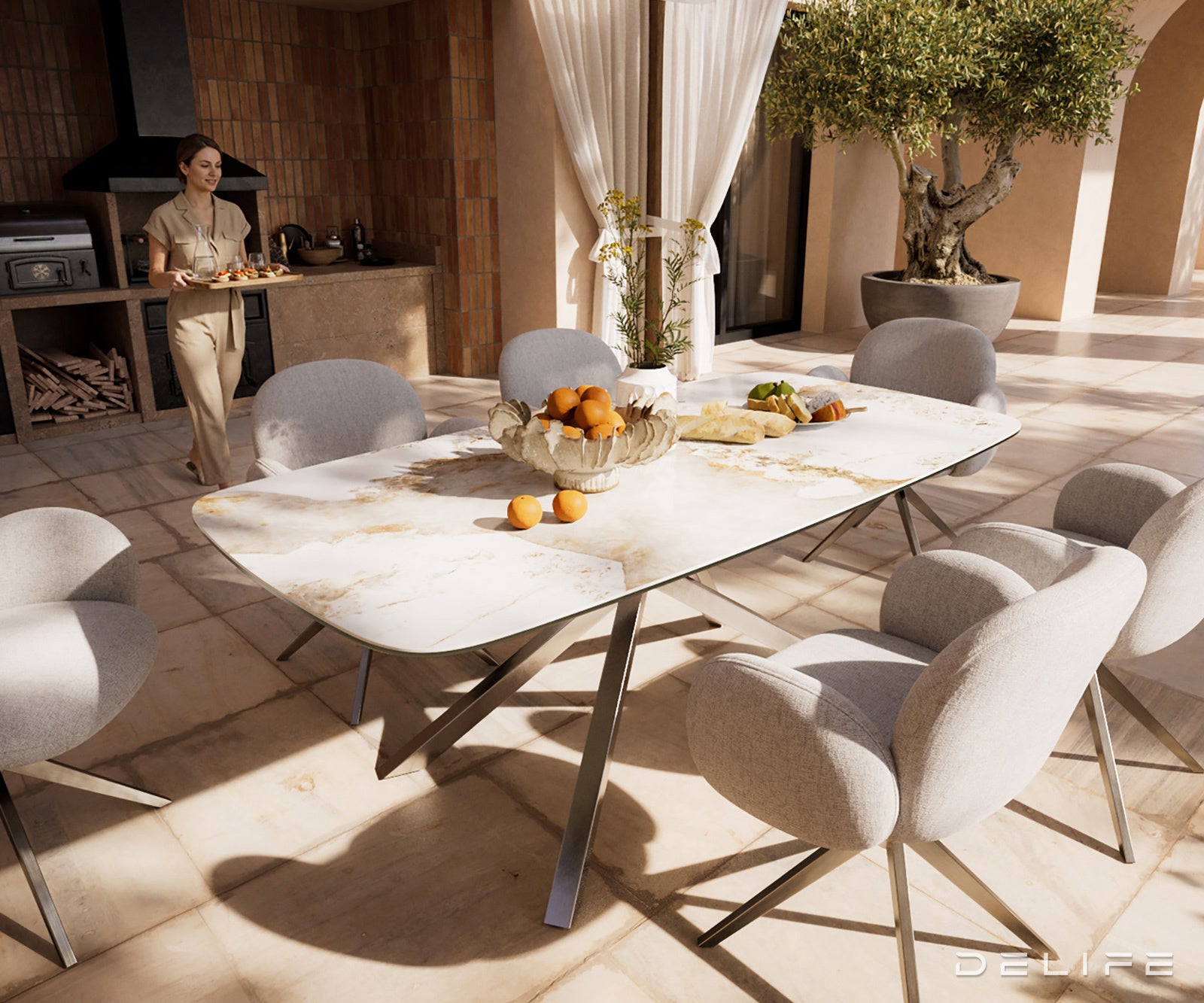 Outdoor miza Edge Boot 200x100cm, Material: keramika Minas Melange
