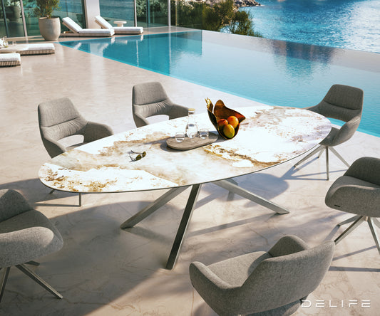 Outdoor miza Edge Oval 280x130cm, Material: keramika Minas Melange