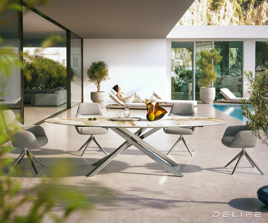 Outdoor miza Edge Oval 280x130cm, Material: keramika Minas Melange