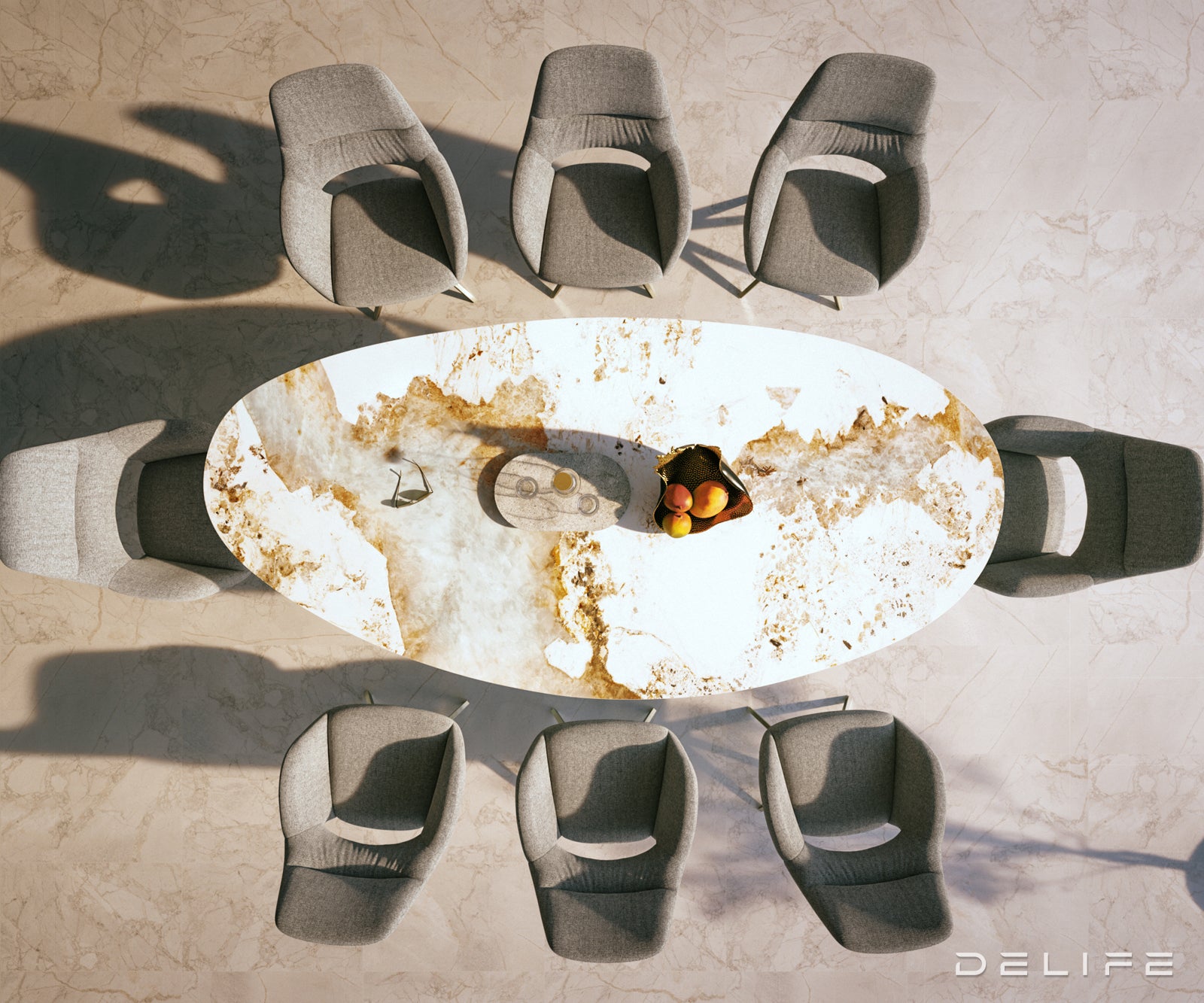 Outdoor miza Edge Oval 280x130cm, Material: keramika Minas Melange