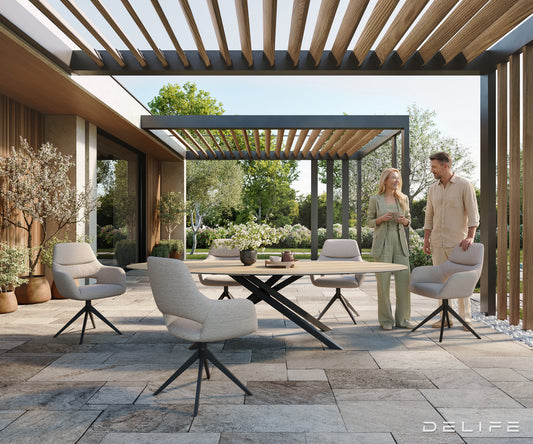 Outdoor miza Edge Oval 280x130 cm, Material: keramika Sabbia