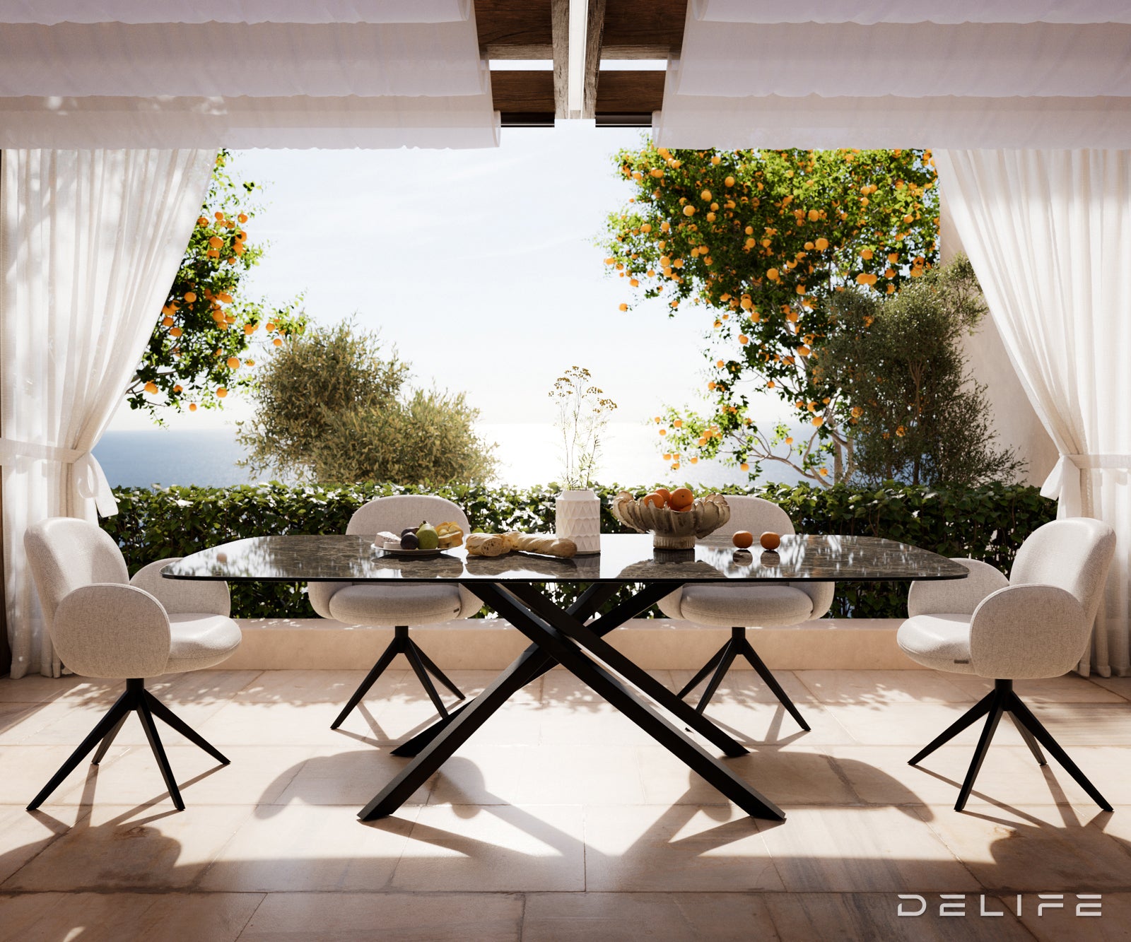 Outdoor miza Edge Boot 240x120cm, Material: keramika Emperador Extra Lucidato