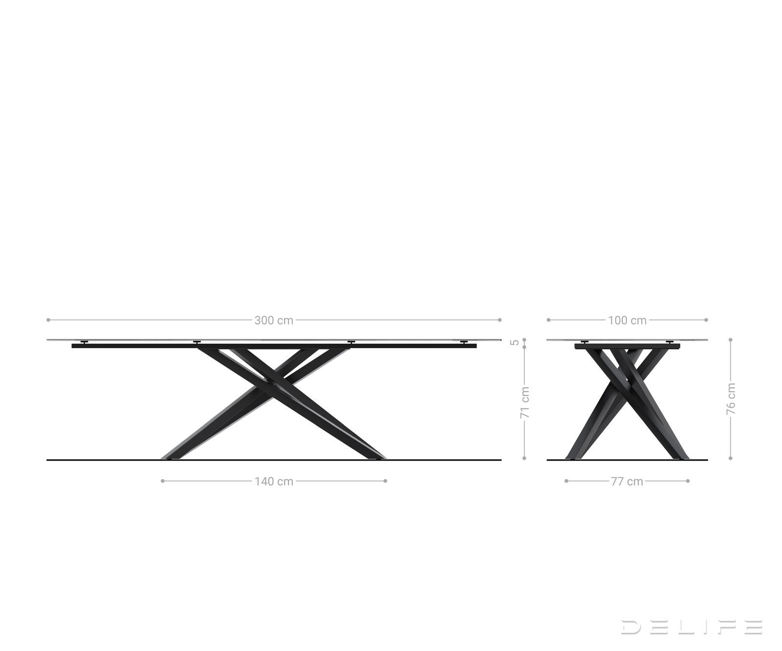 Outdoor miza Edge 300x100cm, Material: keramika Travertino Bianco