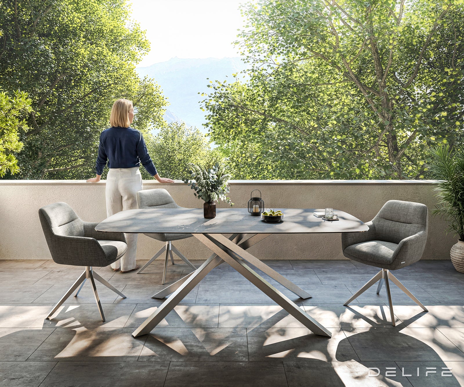 Outdoor miza Edge Boot 200x100cm, Material: Keramika, beton siva