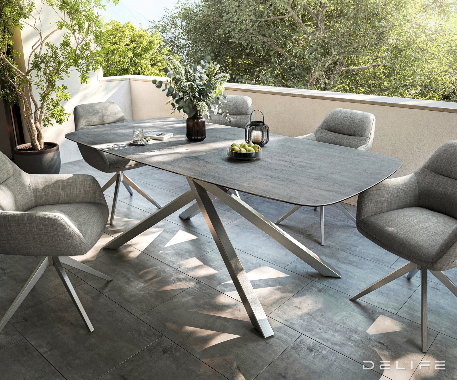 Outdoor miza Edge Boot 200x100cm, Material: Keramika, beton siva