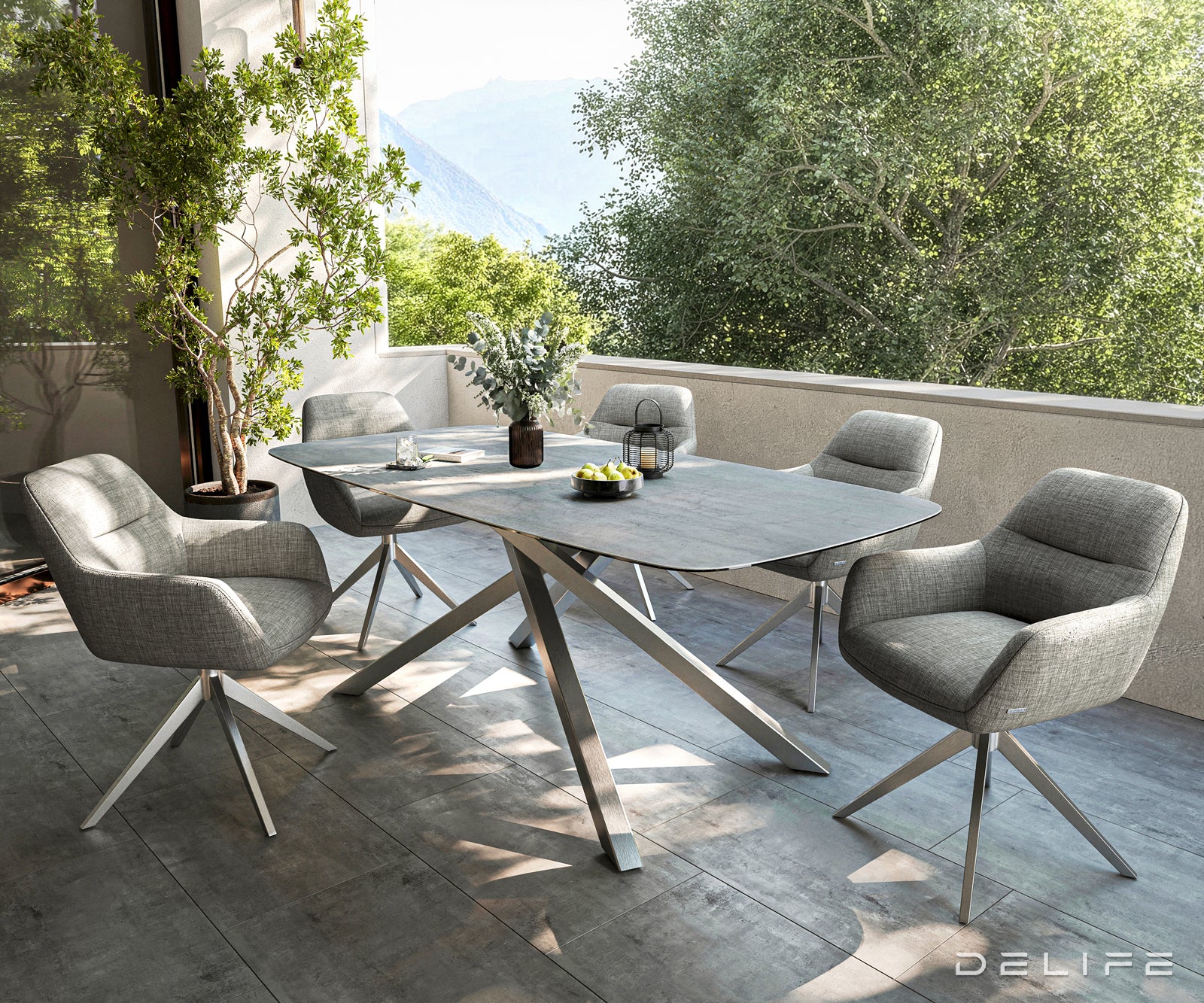 Outdoor miza Edge Boot 200x100cm, Material: Keramika, beton siva