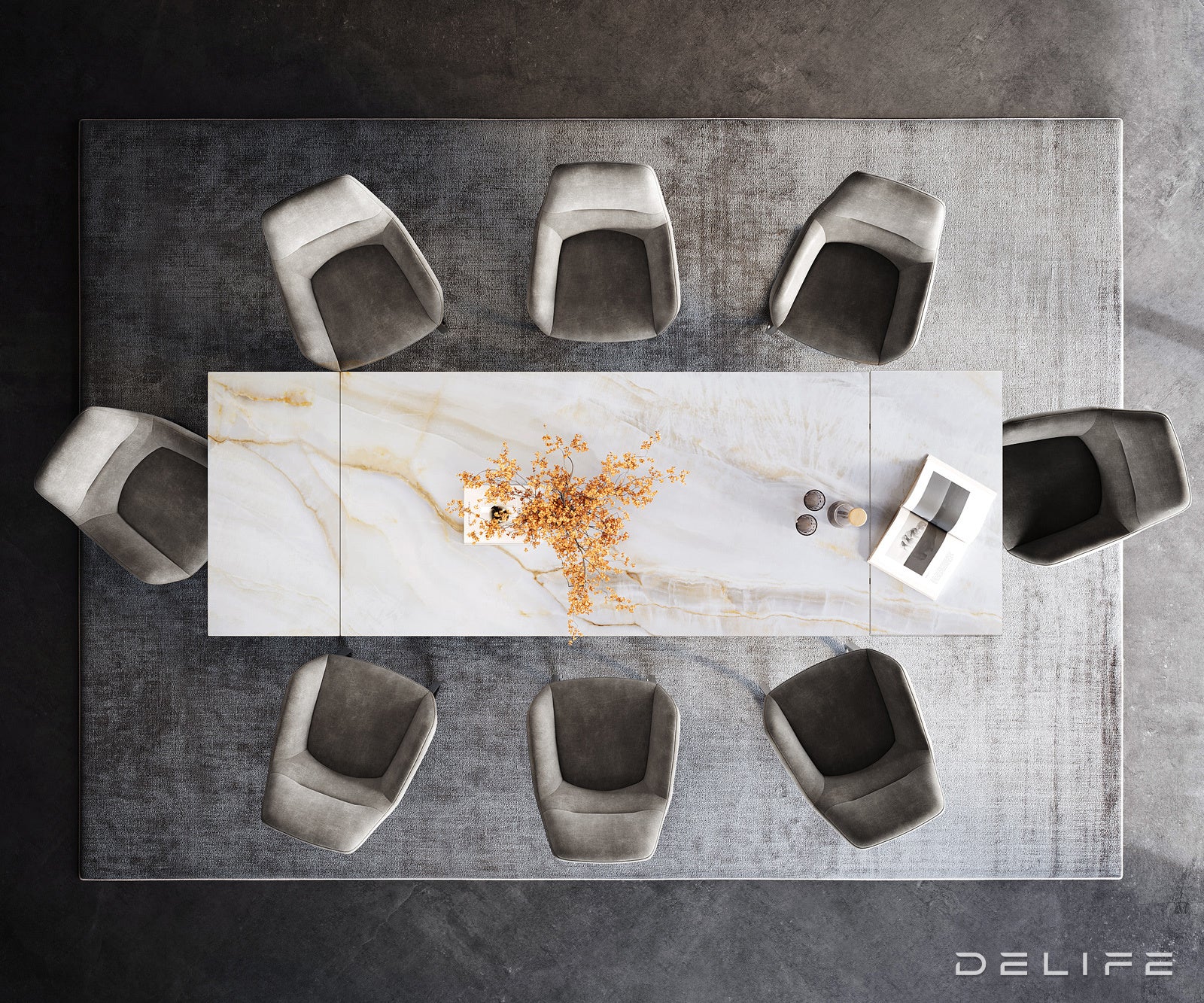 Jedilna miza Edge 200/300x100 cm, material: keramika Onyx Pearl