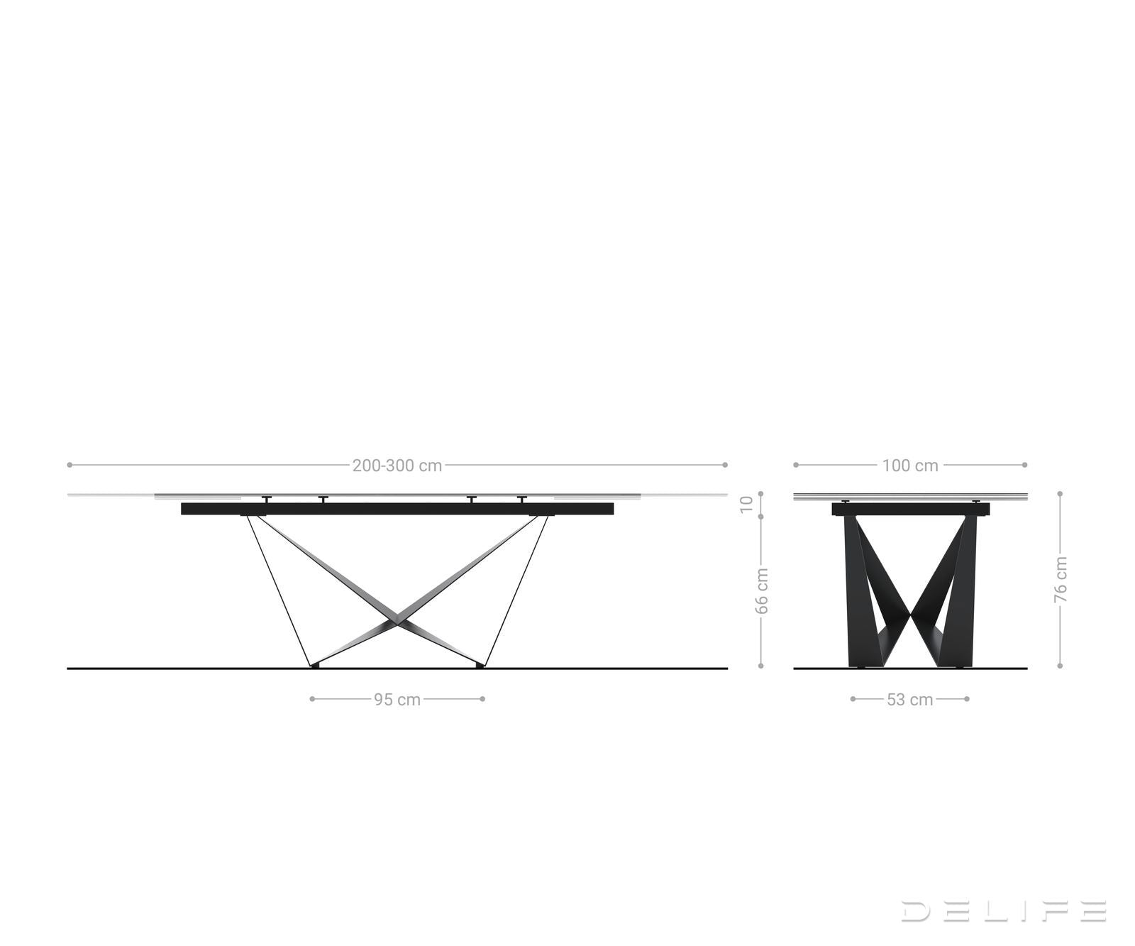 Jedilna miza Edge 200/300x100 cm, material: keramika Onyx Pearl