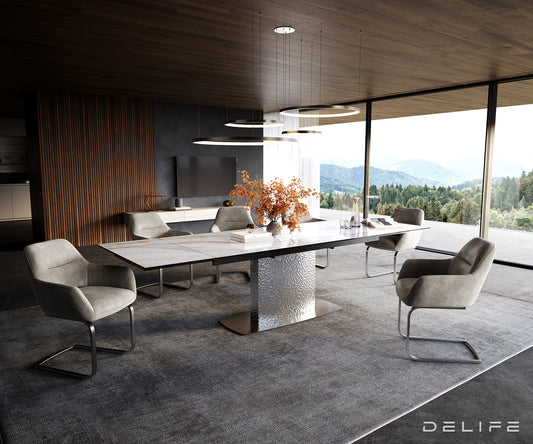 Jedilna miza Edge 200/300x100 cm, material: keramika Onyx Pearl