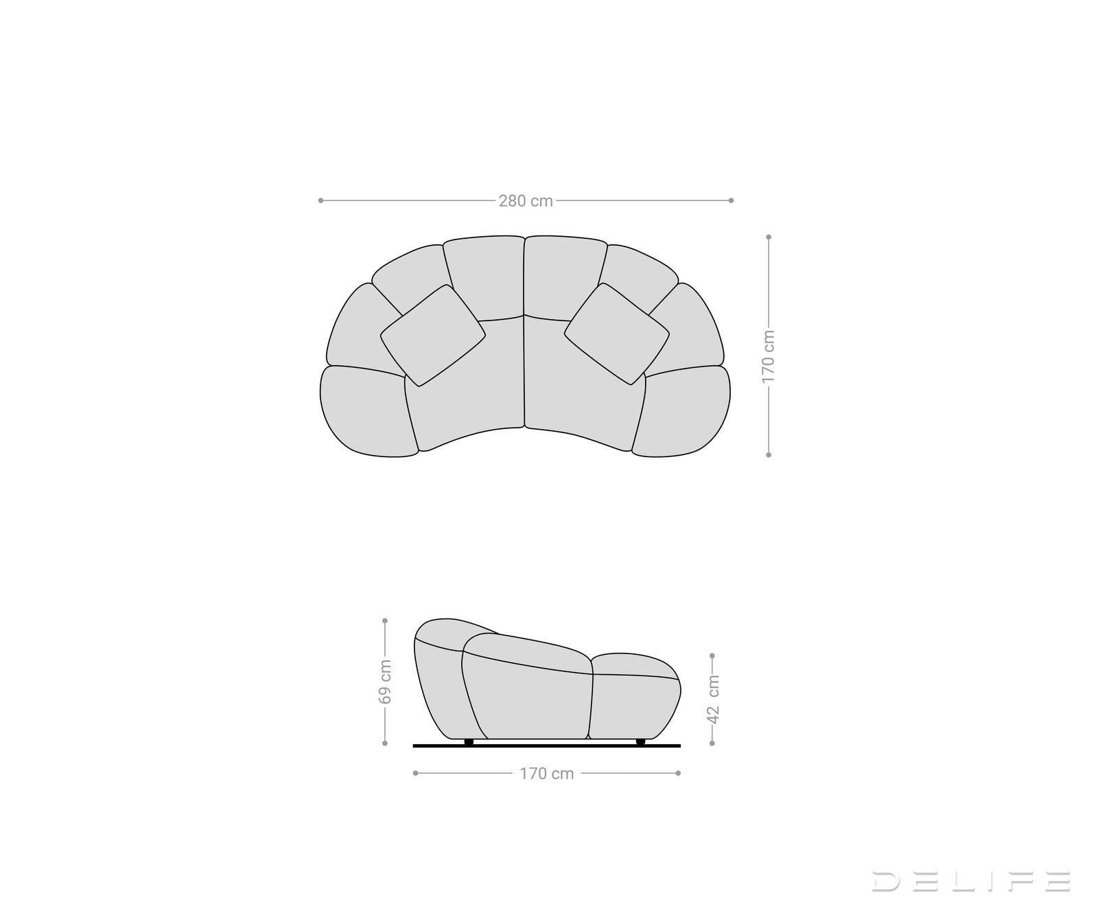 Sofa Lunna 280x170cm, Materijal: Strukturirana tkanina