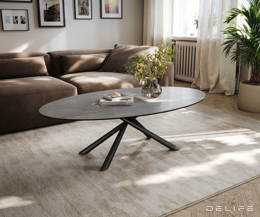 Klubska mizica Edge 140x80 cm, material: keramika beton siva
