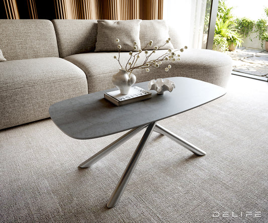 Klubska mizica Edge Boot 100x50 cm, material: keramični beton