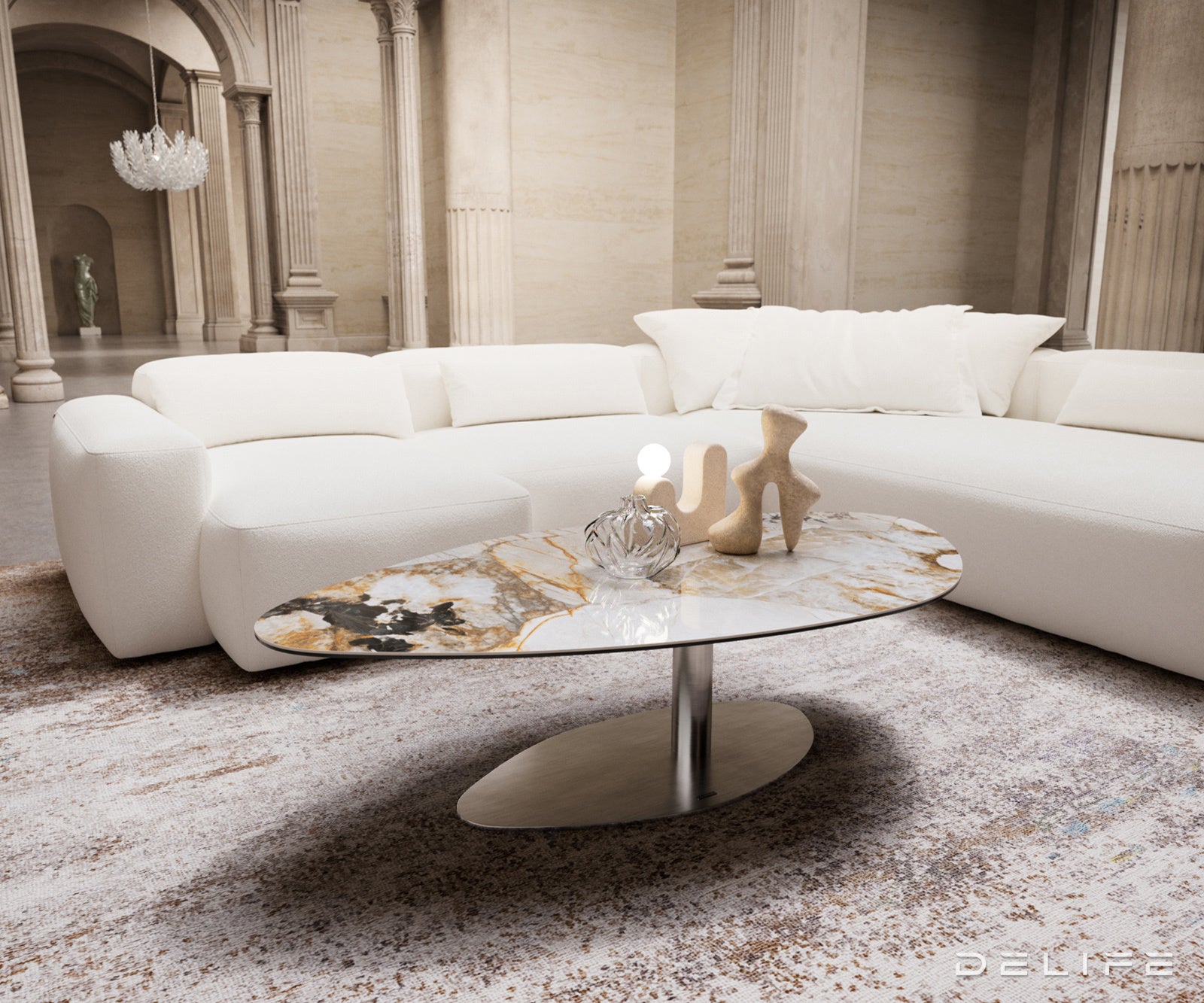 Klubska mizica Edge 140 × 75 cm, material: keramika Patagonia