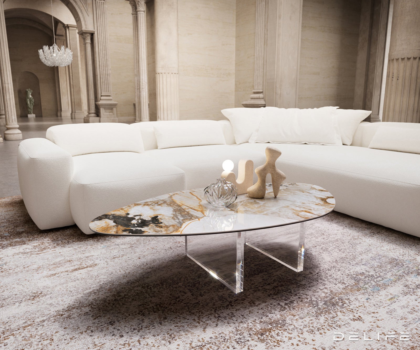 Klubska mizica Edge 140 × 75 cm, material: keramika Patagonia