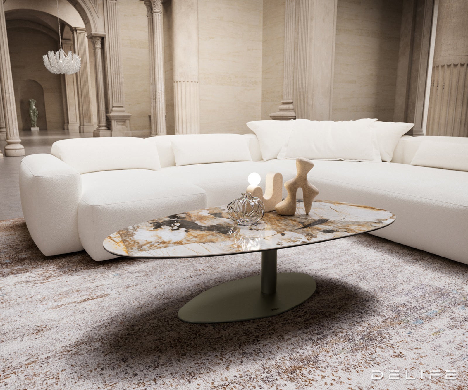 Klubska mizica Edge 140 × 75 cm, material: keramika Patagonia