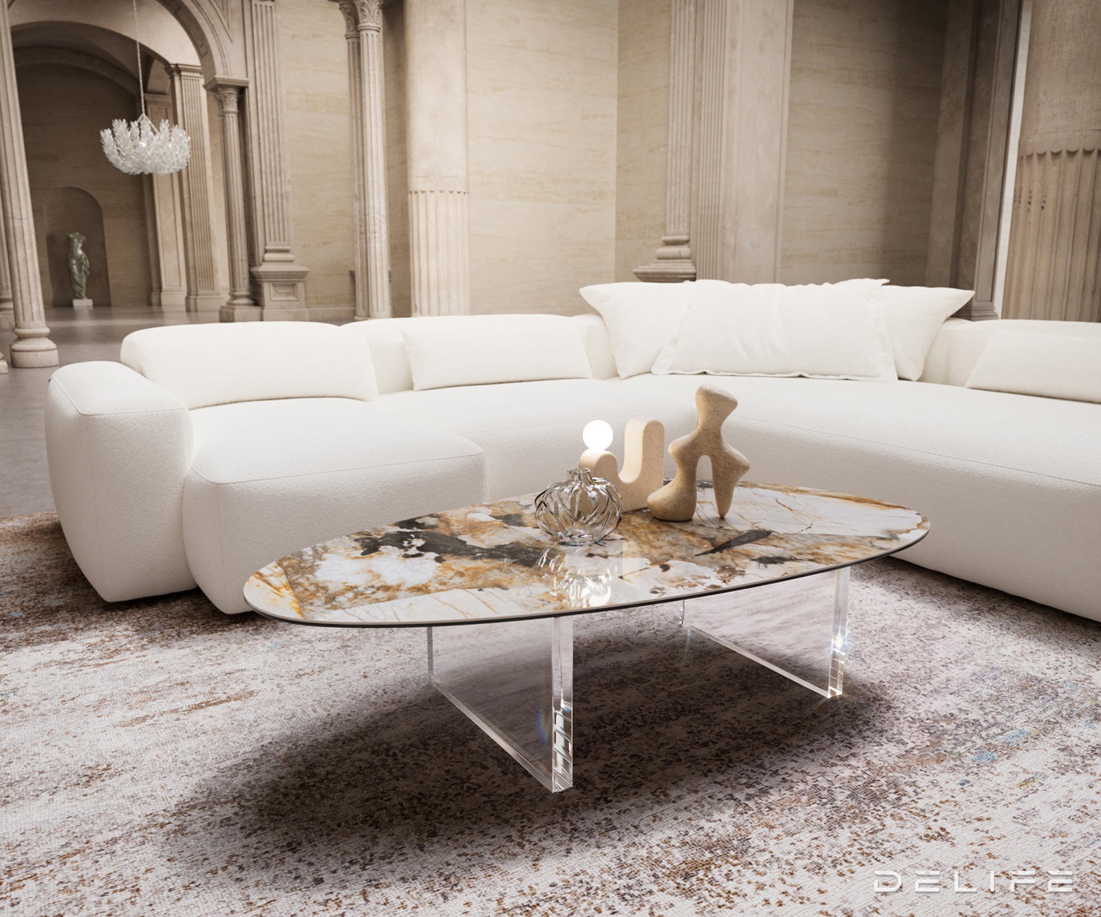 Klubska mizica Edge 140 × 75 cm, material: keramika Patagonia