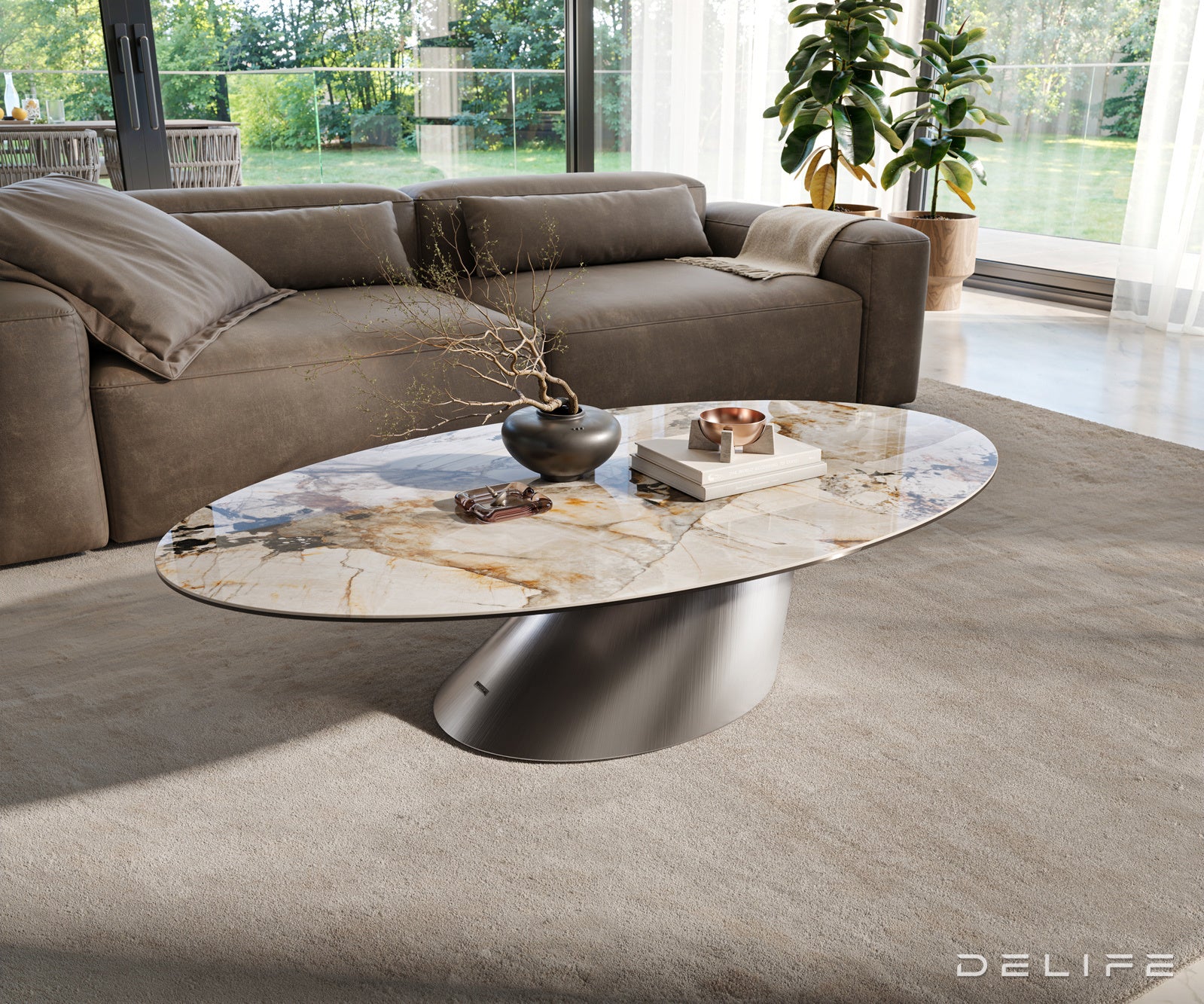 Klubska mizica Edge 140x80 cm, material: keramika Patagonia