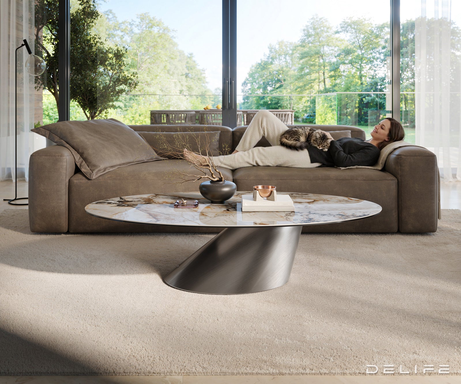 Klubska mizica Edge 140x80 cm, material: keramika Patagonia