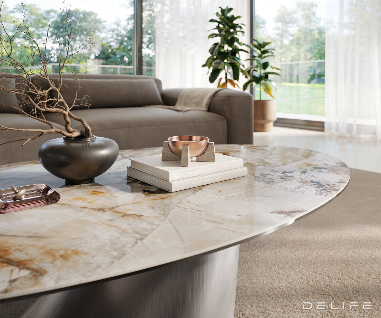 Klubska mizica Edge 140x80 cm, material: keramika Patagonia