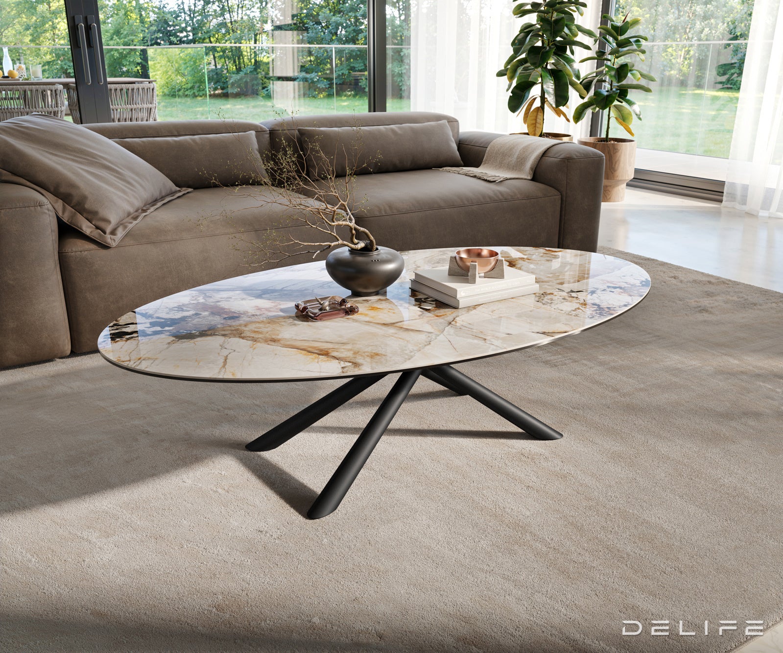 Klubska mizica Edge 140x80 cm, material: keramika Patagonia