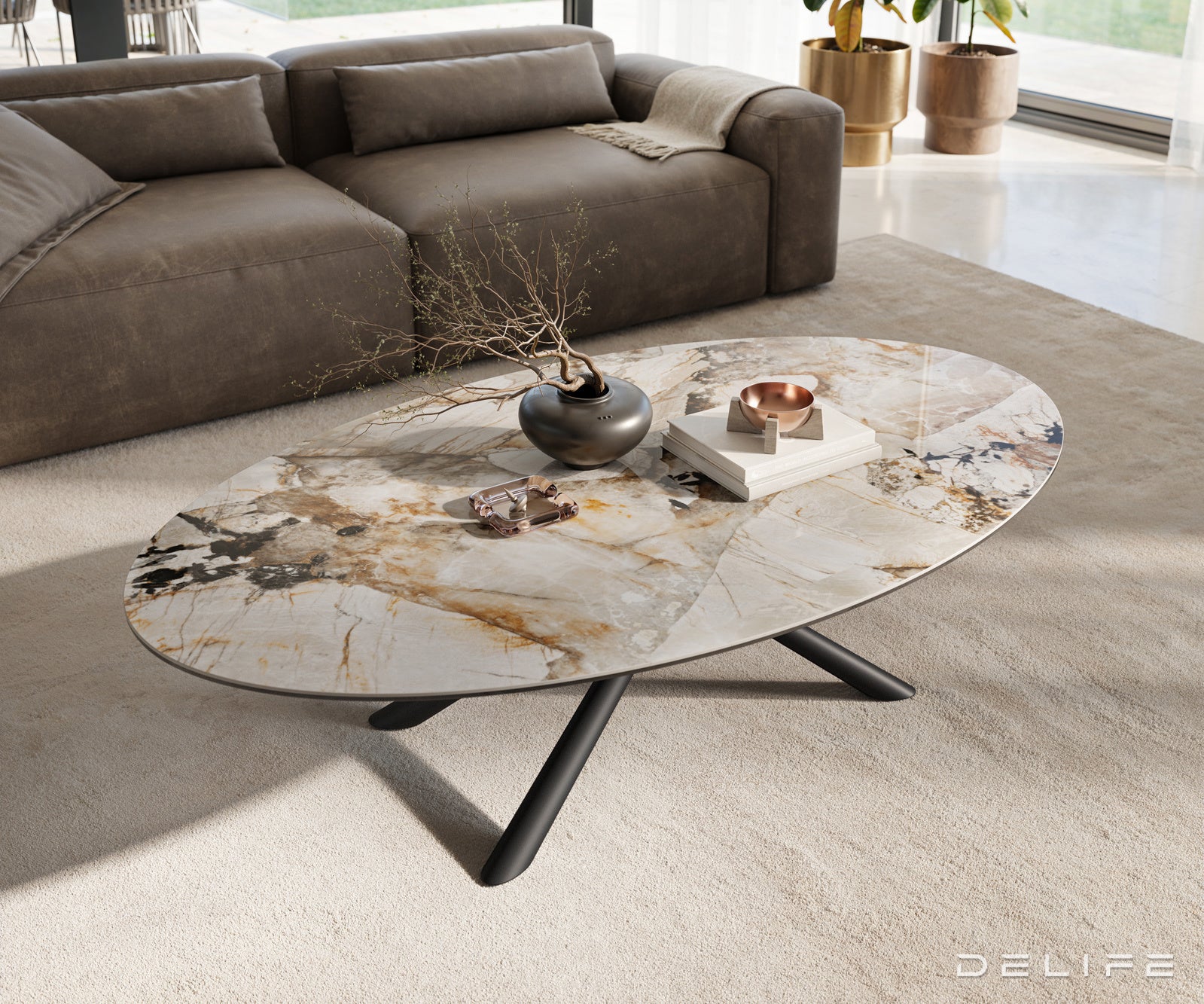 Klubska mizica Edge 140x80 cm, material: keramika Patagonia