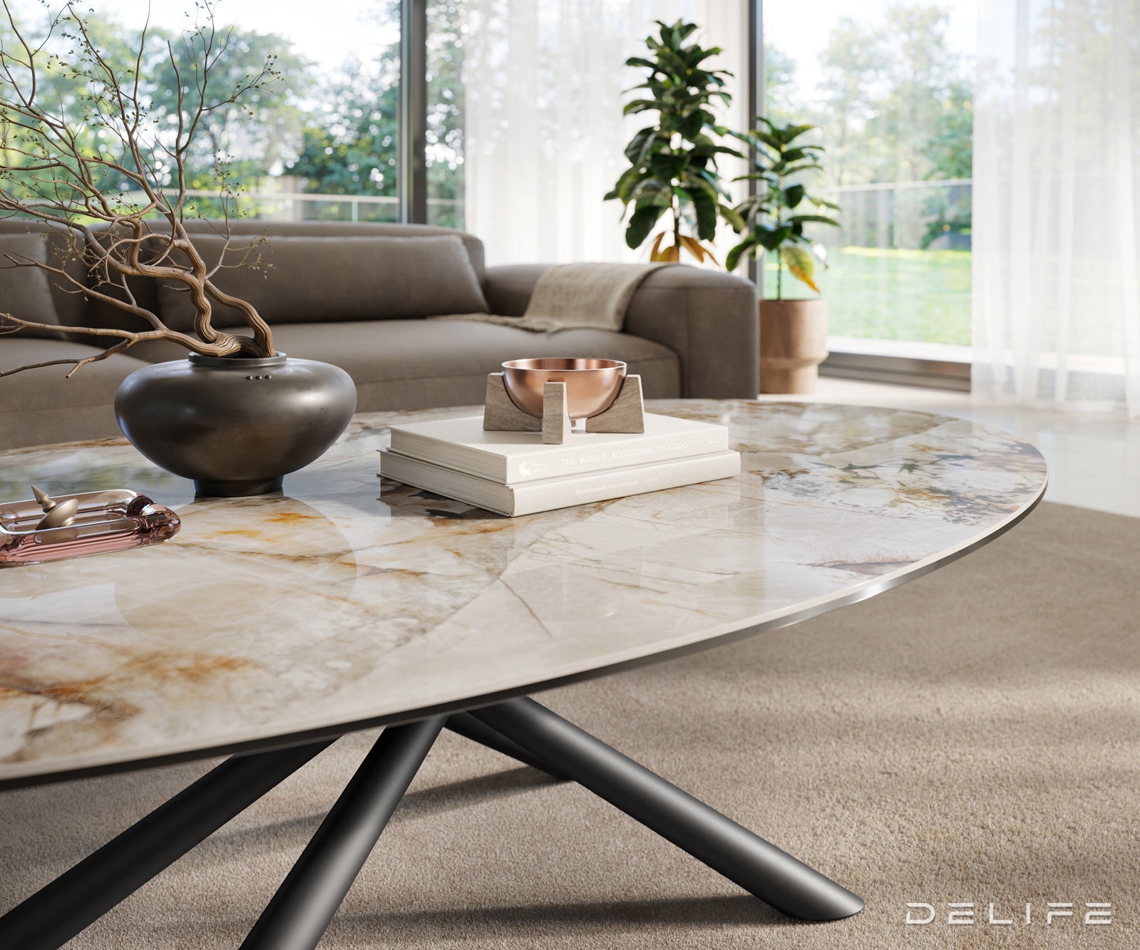 Klubska mizica Edge 140x80 cm, material: keramika Patagonia