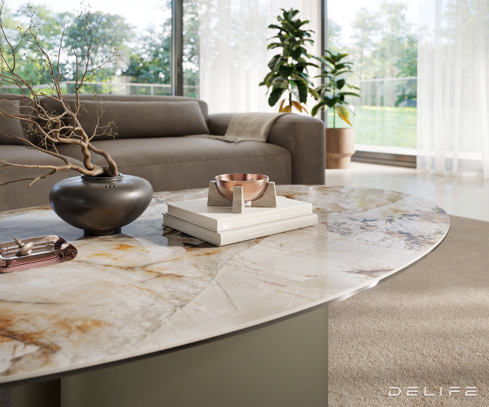 Klubska mizica Edge 140x80 cm, material: keramika Patagonia