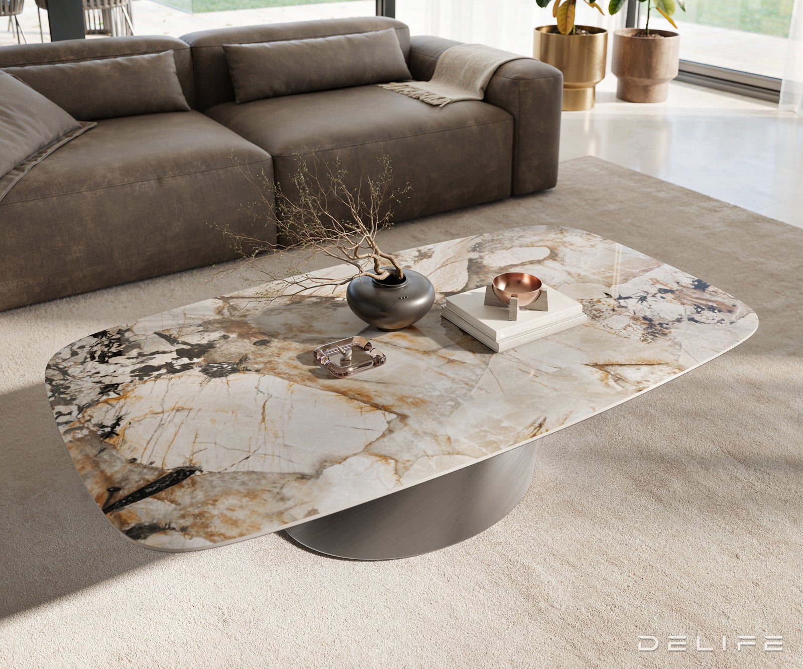 Klubska mizica Edge 140x80 cm, material: keramika Patagonia