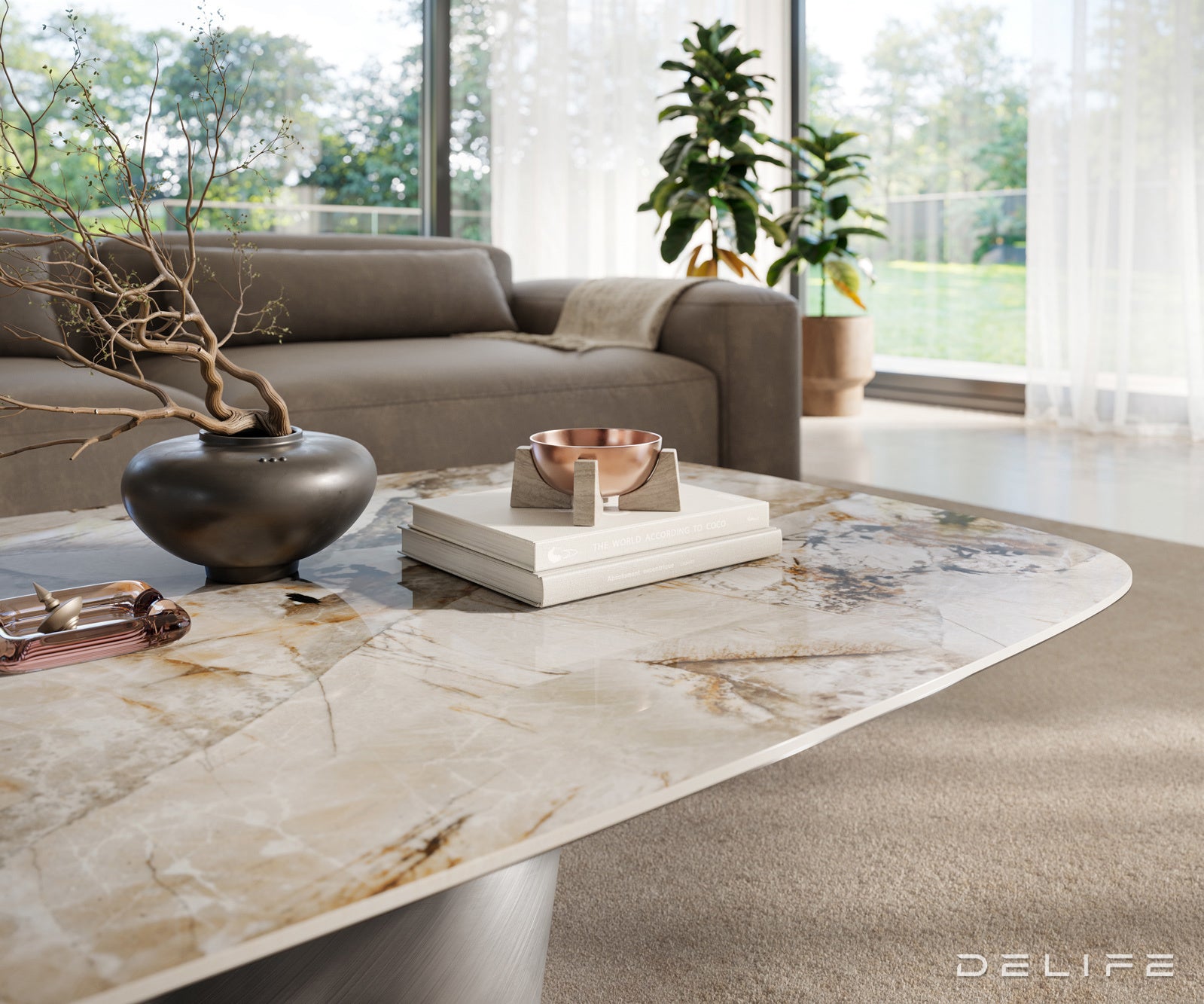 Klubska mizica Edge 140x80 cm, material: keramika Patagonia