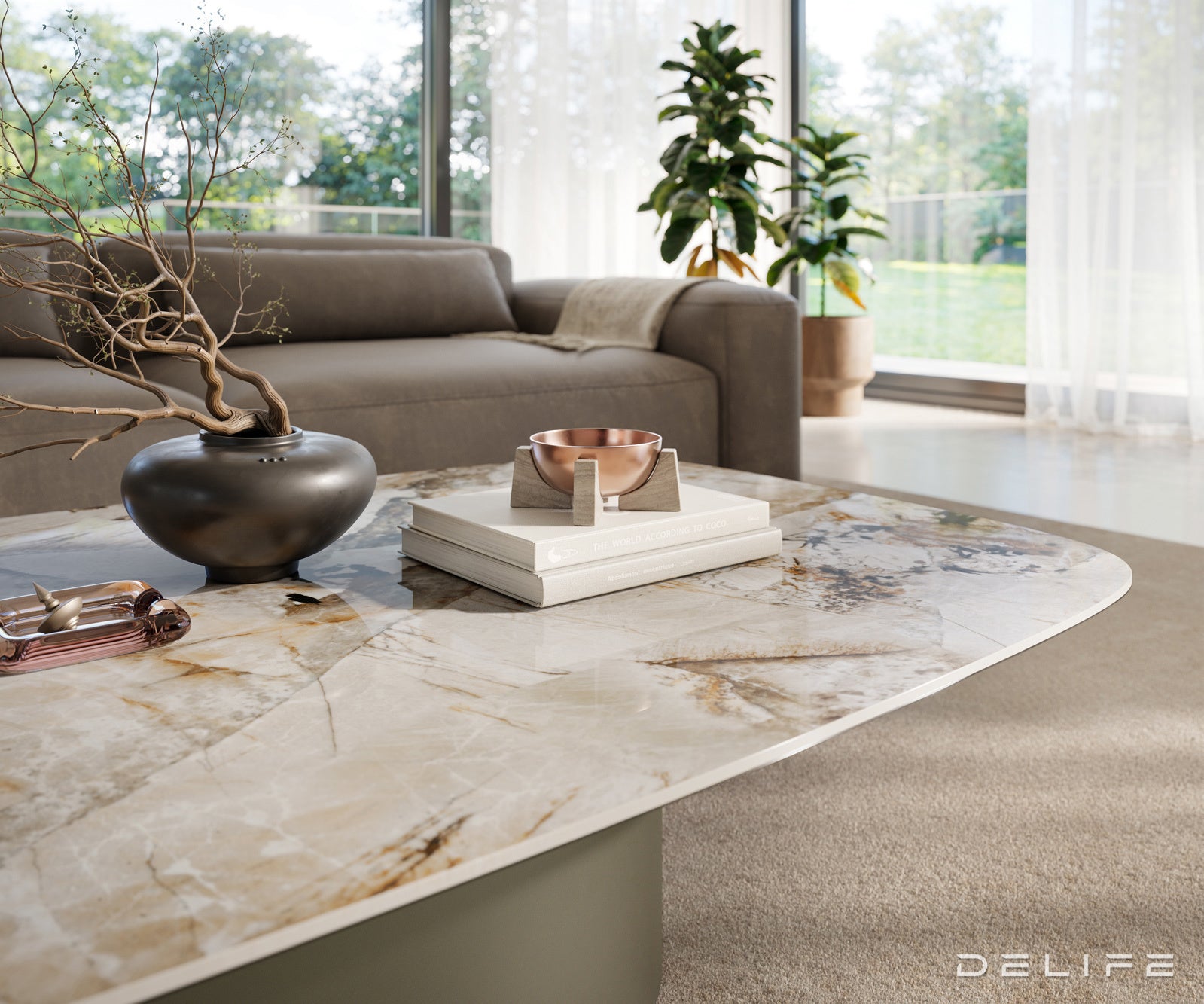 Klubska mizica Edge 140x80 cm, material: keramika Patagonia