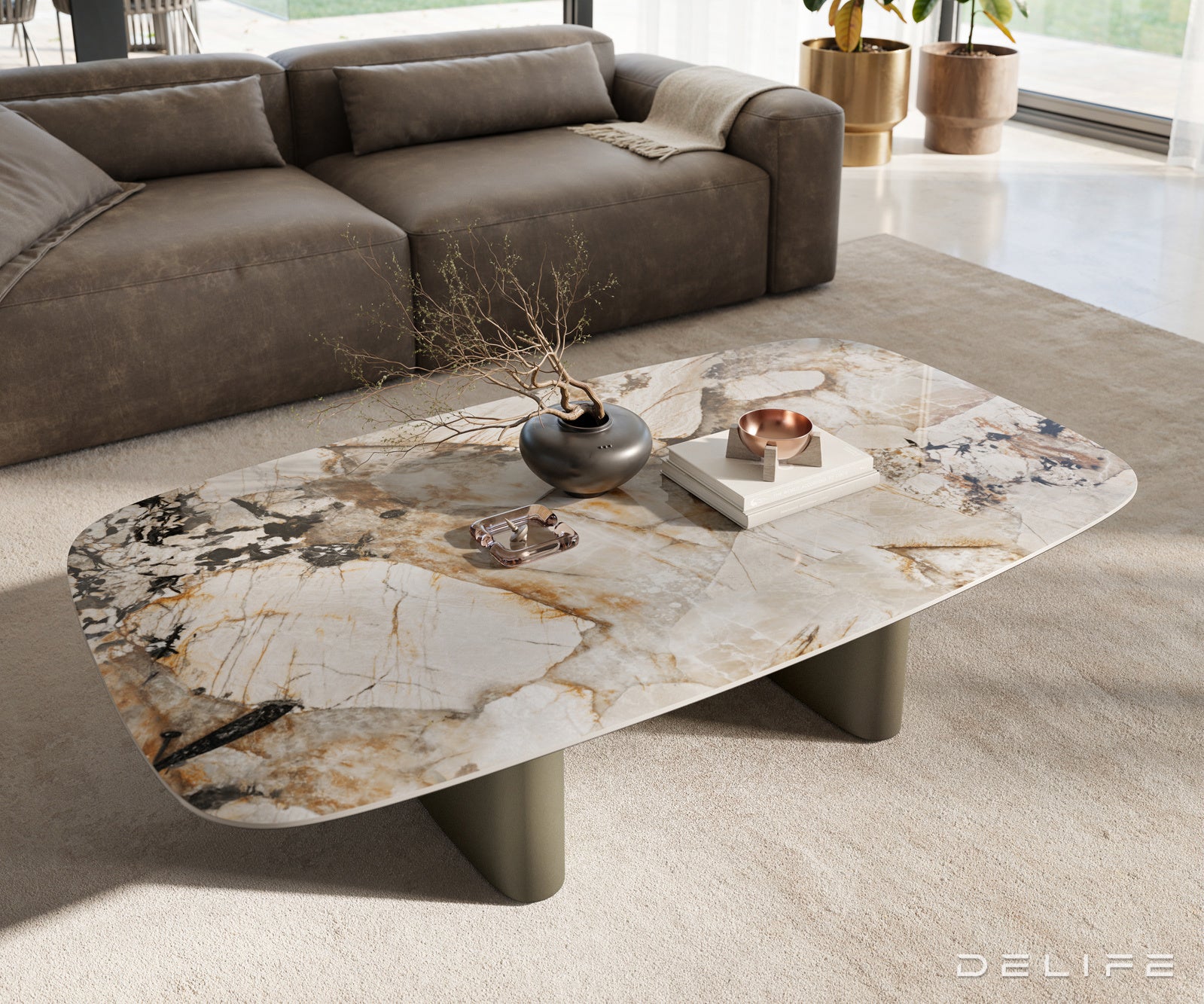 Klubska mizica Edge 140x80 cm, material: keramika Patagonia