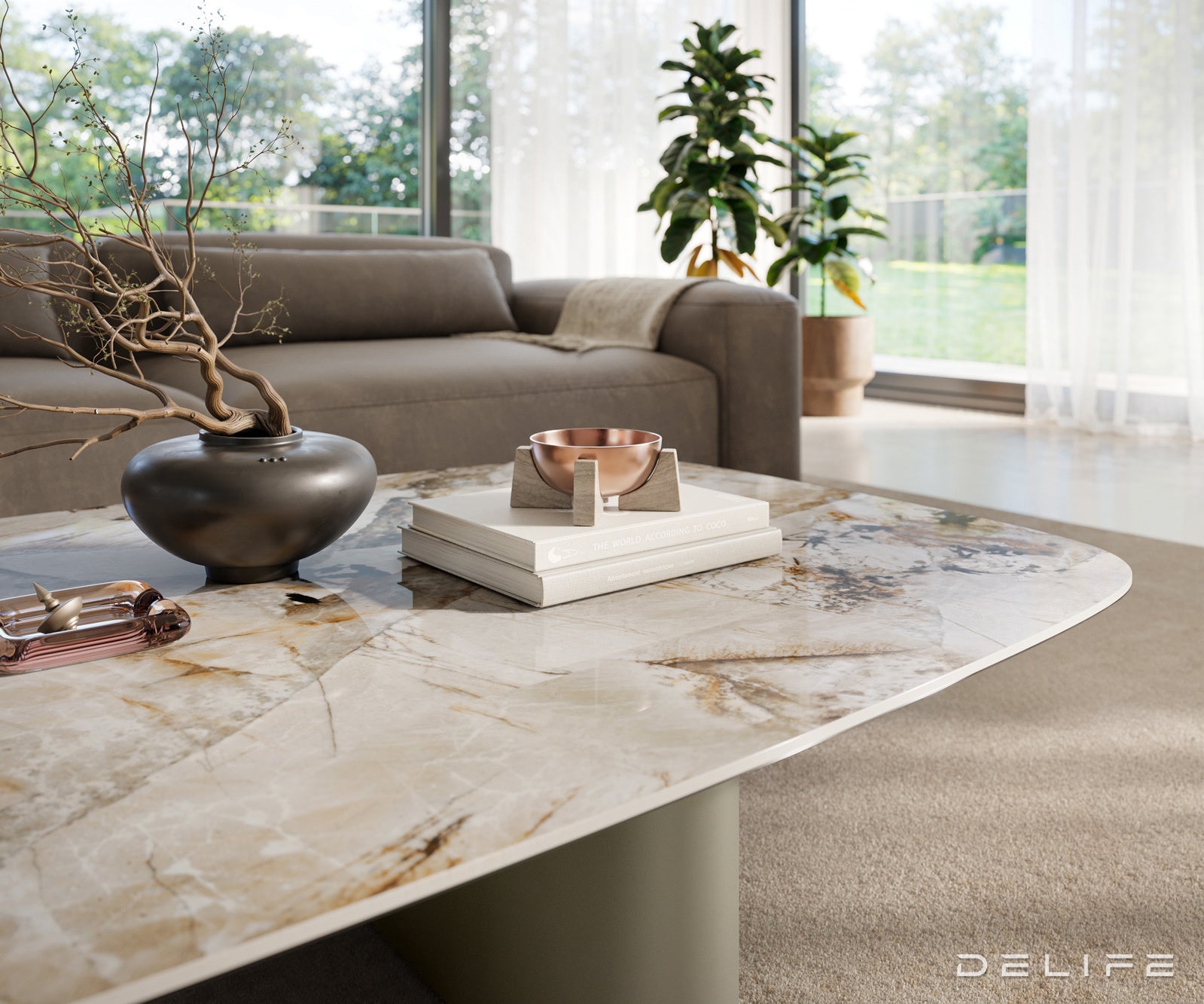 Klubska mizica Edge 140x80 cm, material: keramika Patagonia