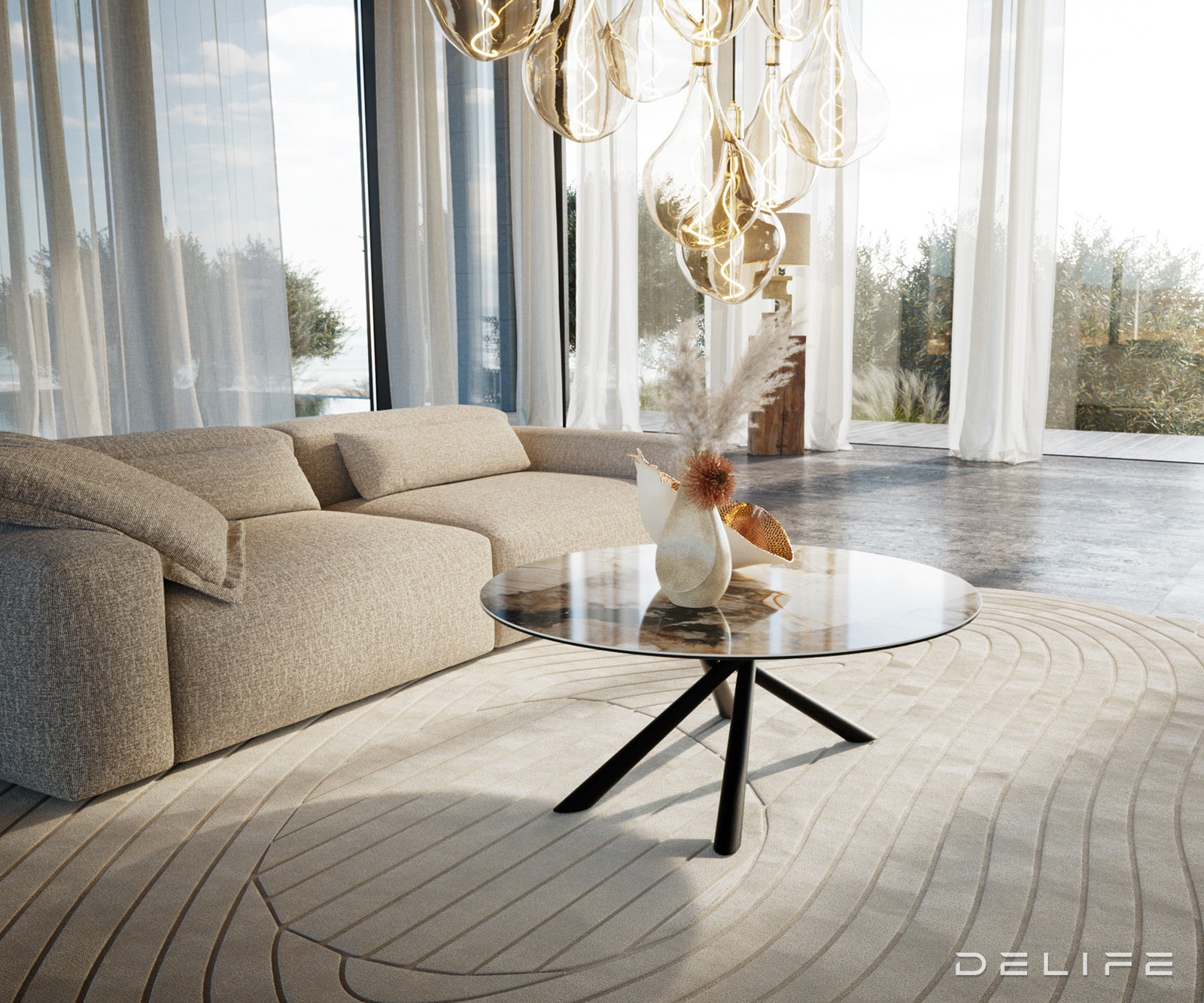 Klub stolić Edge 100x100cm, Materijal: Keramika