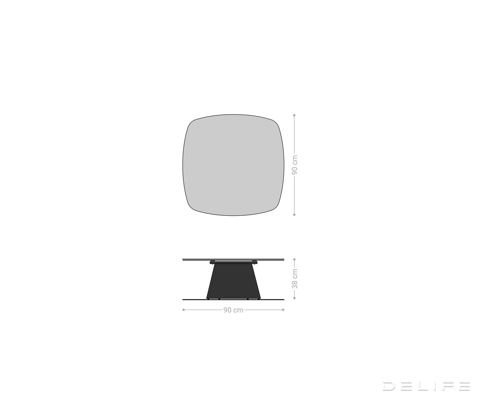 Klub stolić Edge 90x90cm, Materijal: Keramika