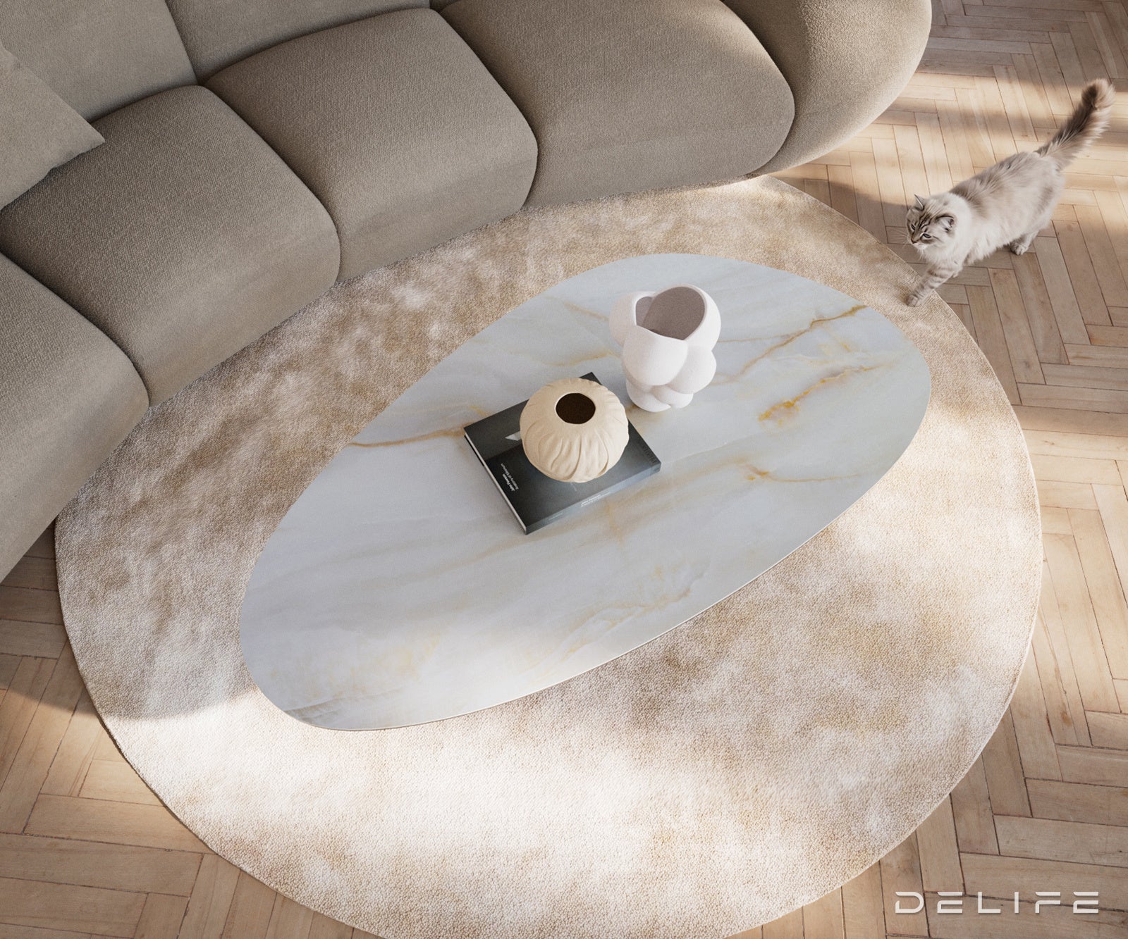 Klubska mizica Edge 140x75 cm, material: keramika Onyx Pearl