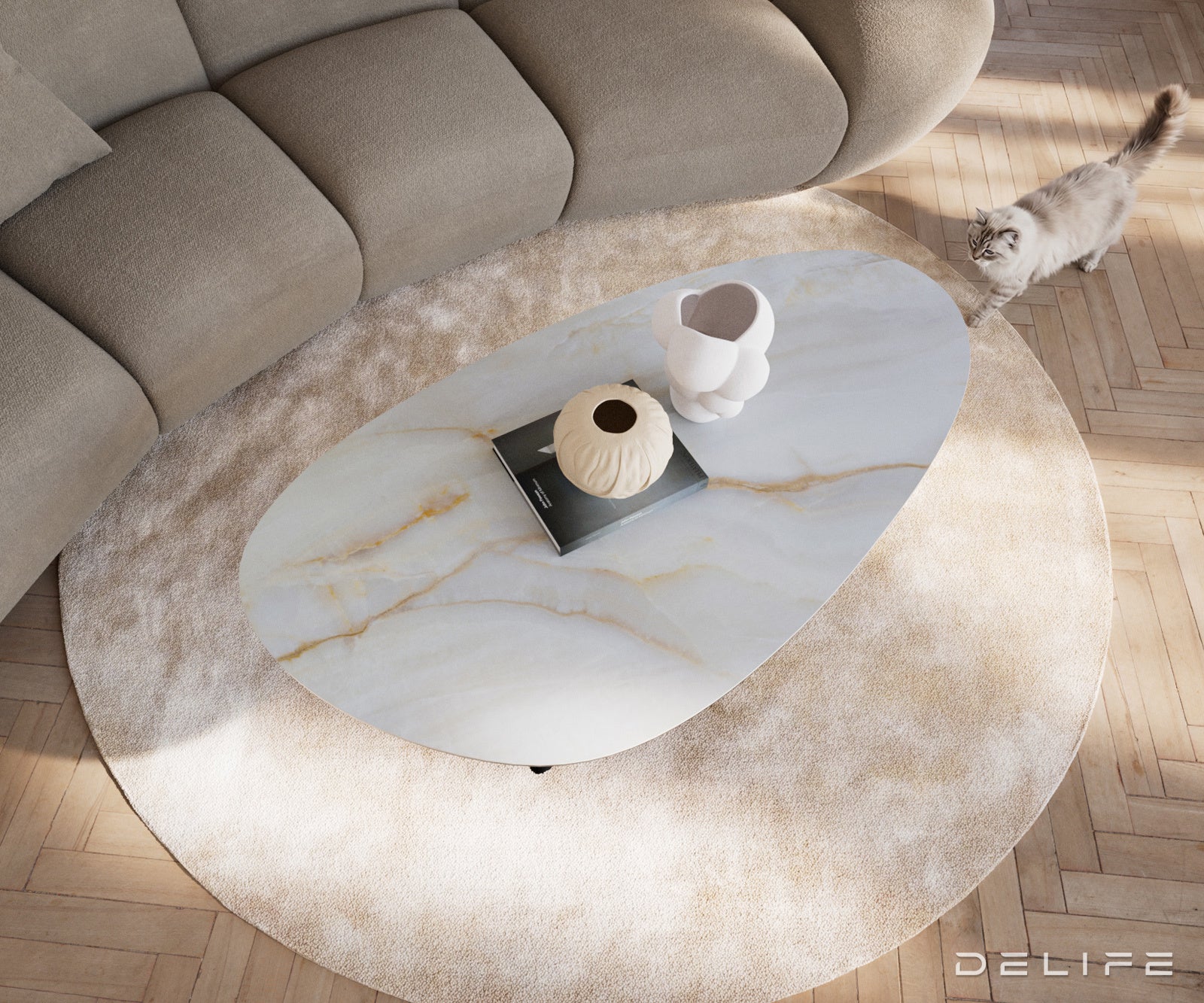 Klubska mizica Edge 140x75 cm, material: keramika Onyx Pearl