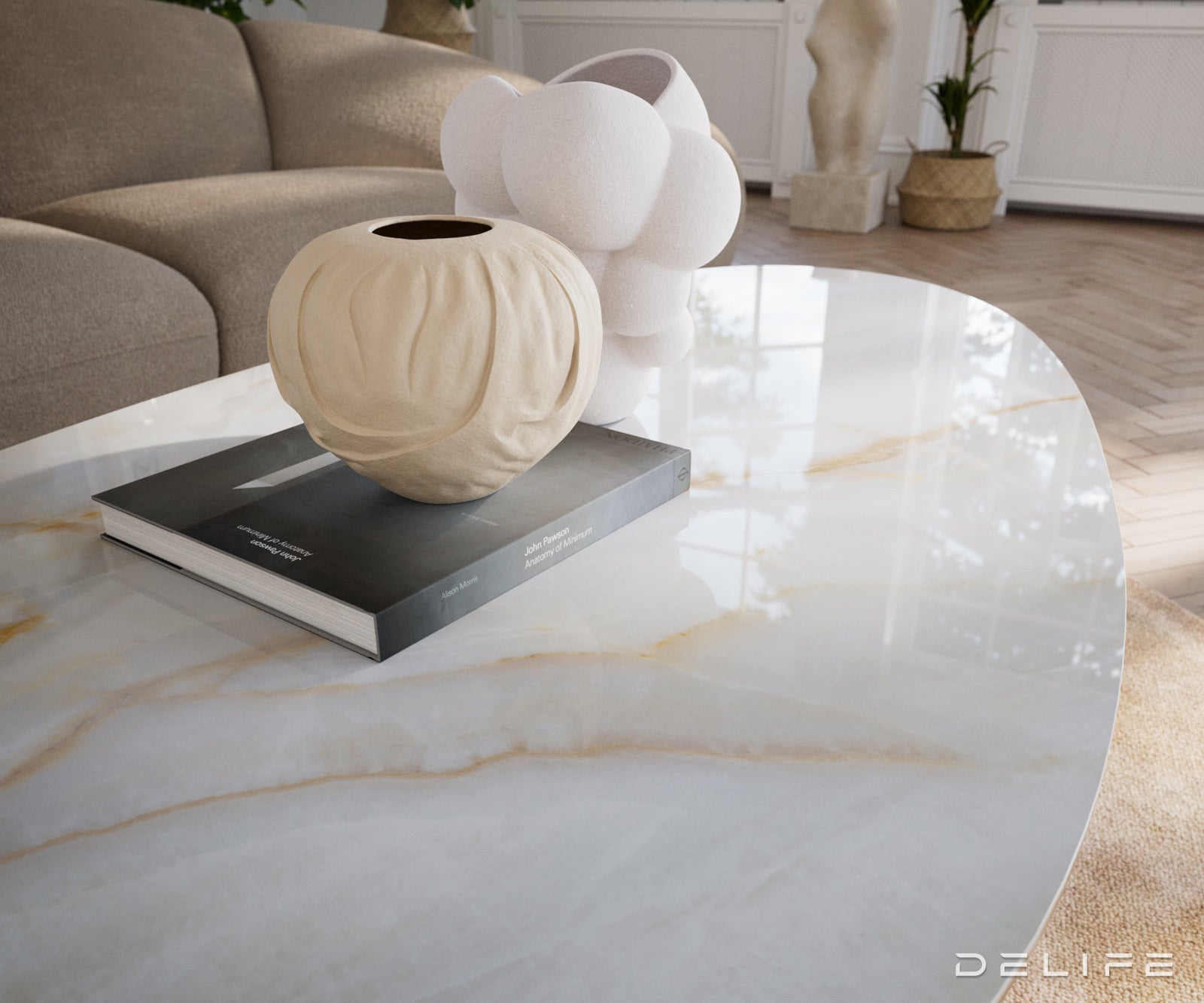 Klubska mizica Edge 140x75 cm, material: keramika Onyx Pearl