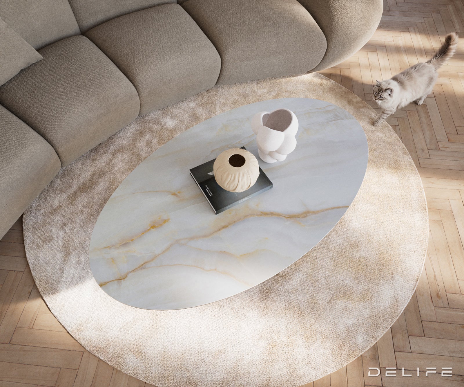 Klubska mizica Edge 140x80 cm, material: keramika Onyx Pearl