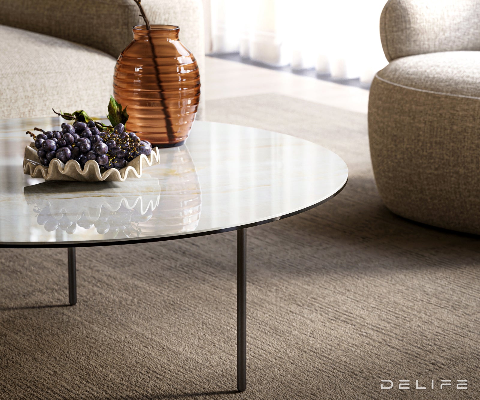 Klubska mizica Edge 100x100 cm, material: keramika Onyx Pearl