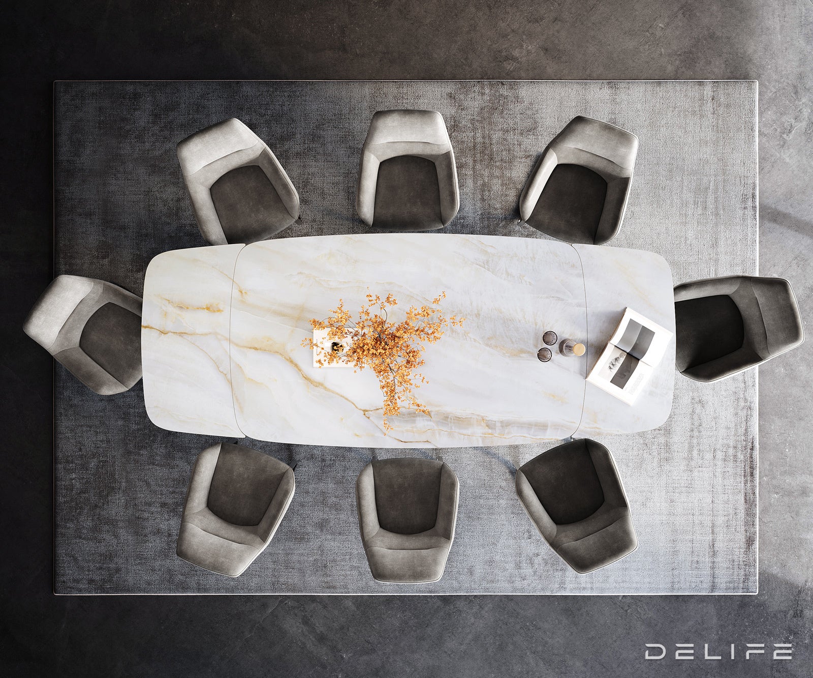 Jedilna miza Edge Boot 200/300x100 cm, material: keramika Onyx Pearl