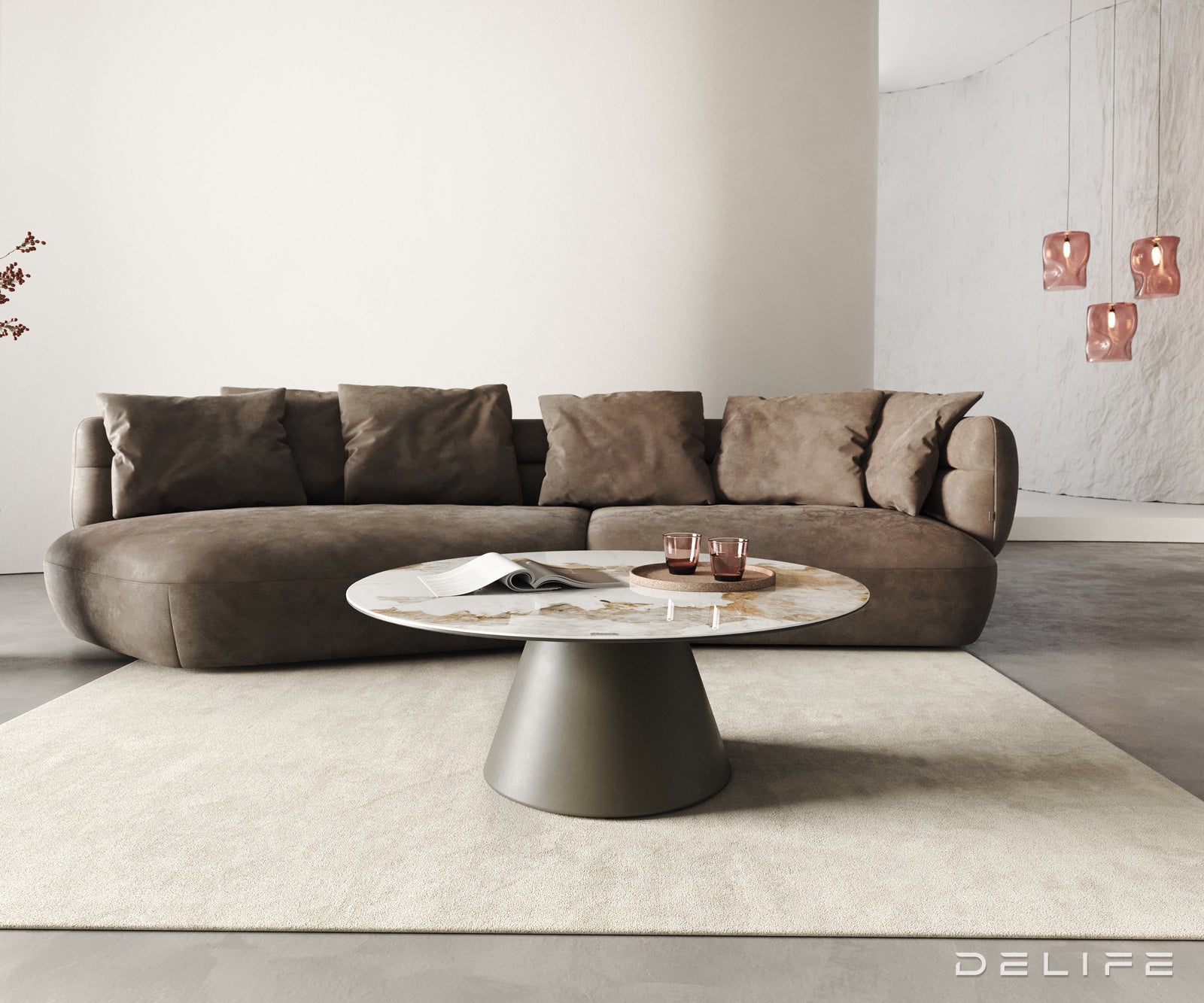 Klubska mizica Edge 100x100 cm, material: keramika Minas Melange