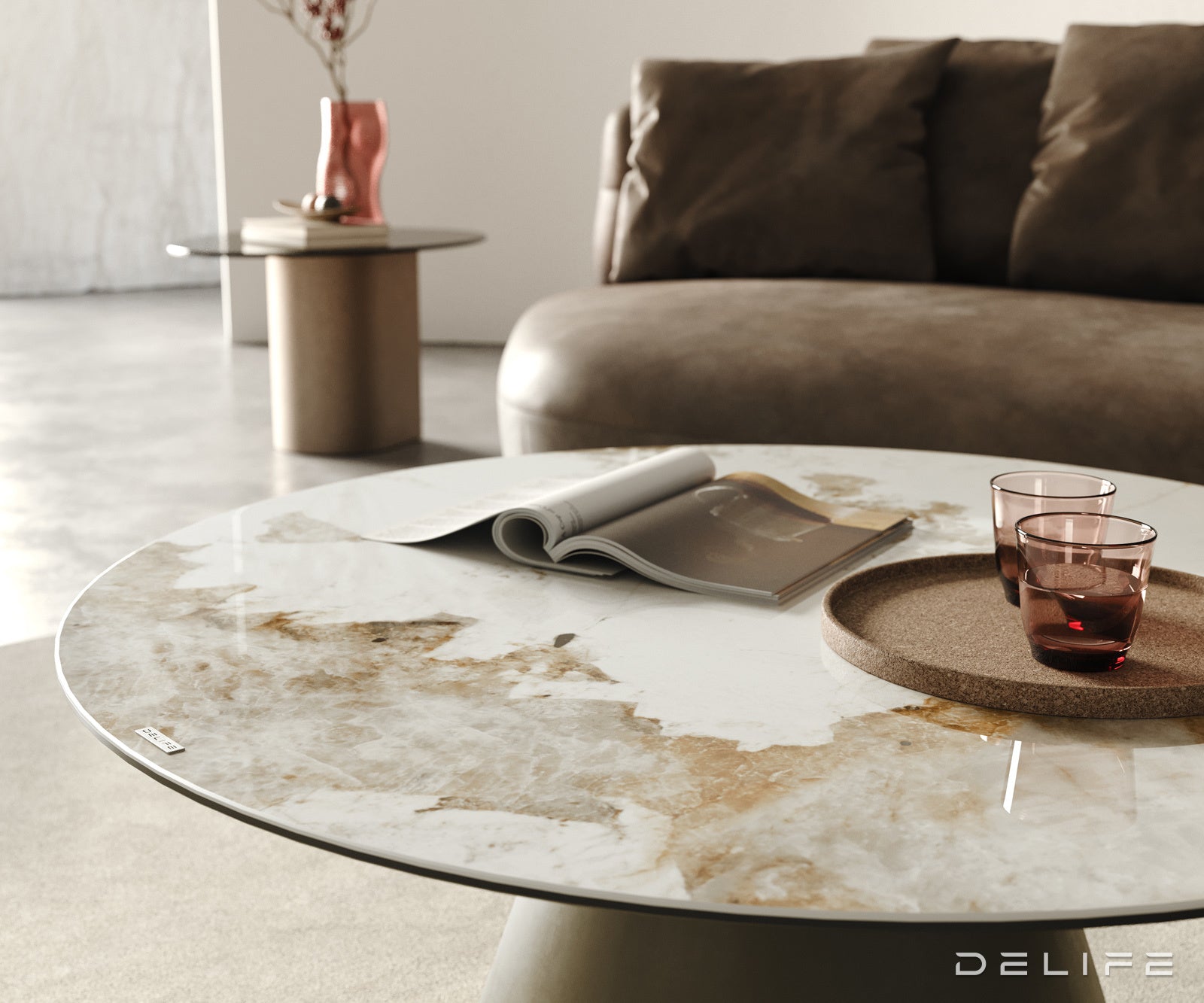 Klubska mizica Edge 100x100 cm, material: keramika Minas Melange