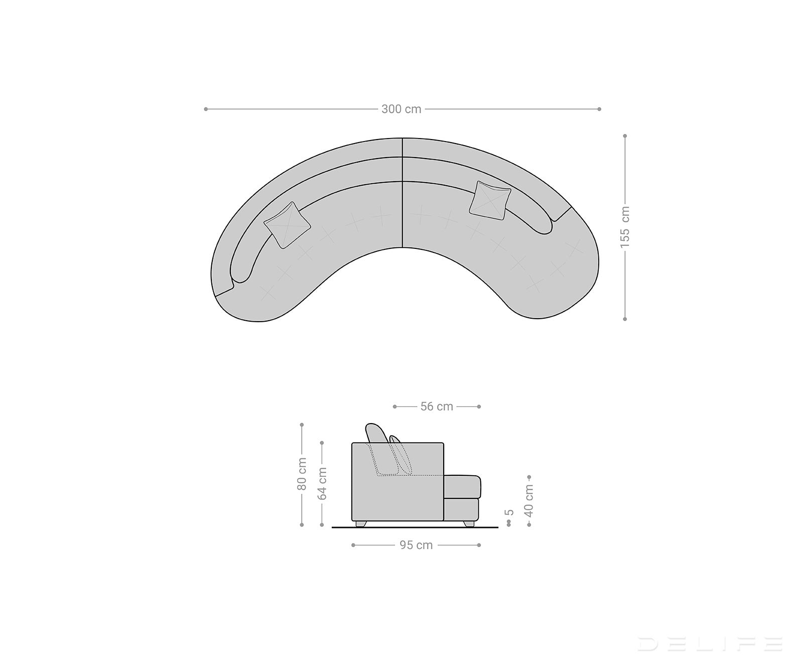 Kavč Napoli 300x155cm, Material: Strukturirano blago/Umetno usnje