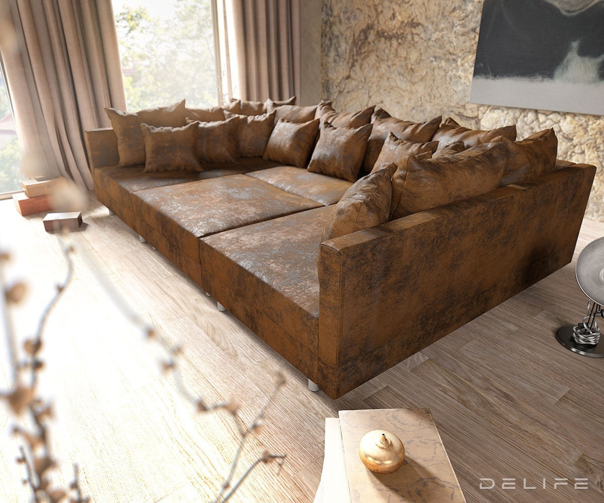 Kotna sedežna garnitura Clovis 300x185cm, Material: Mikrovelur