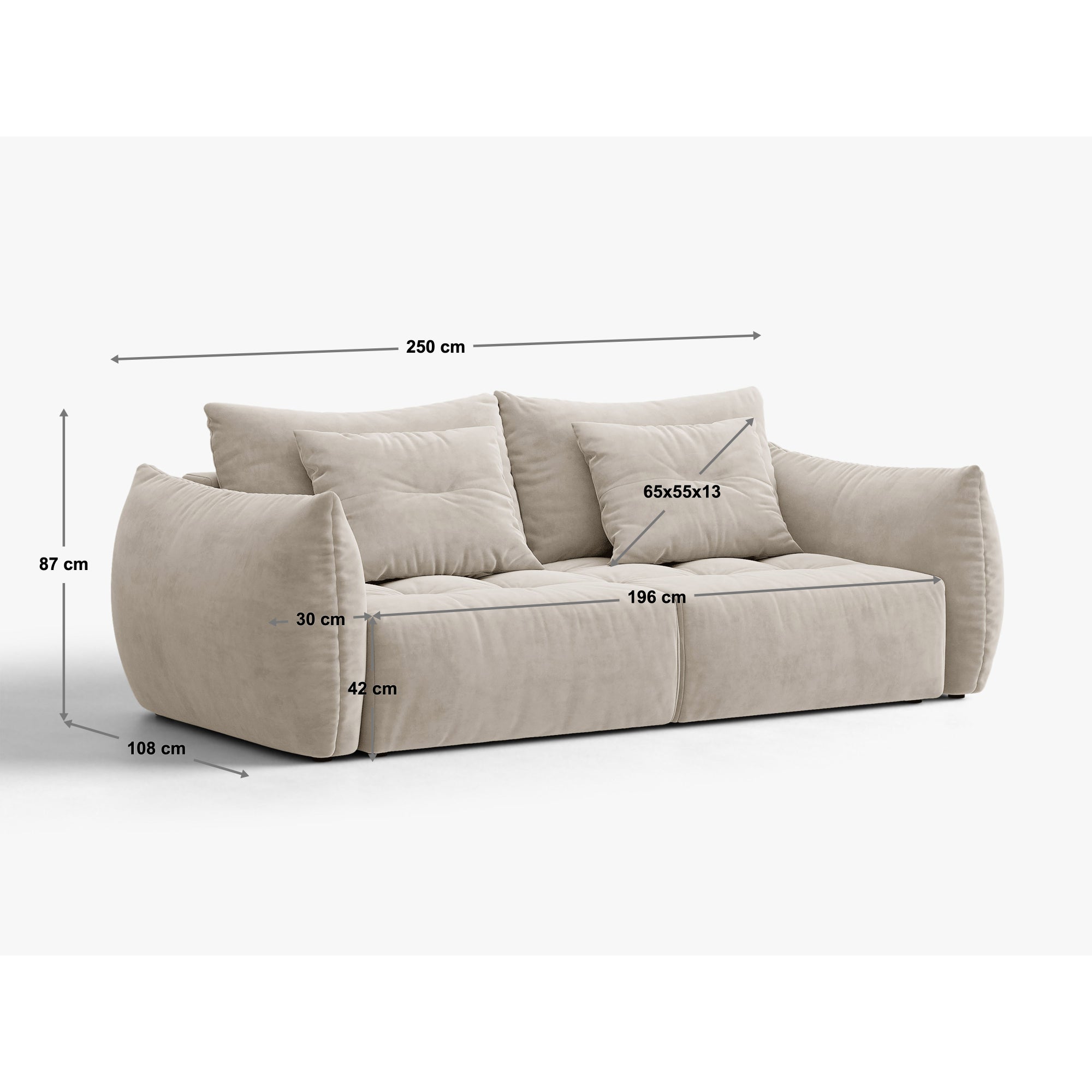 Kavč Bloom 250x108 cm, material: žamet
