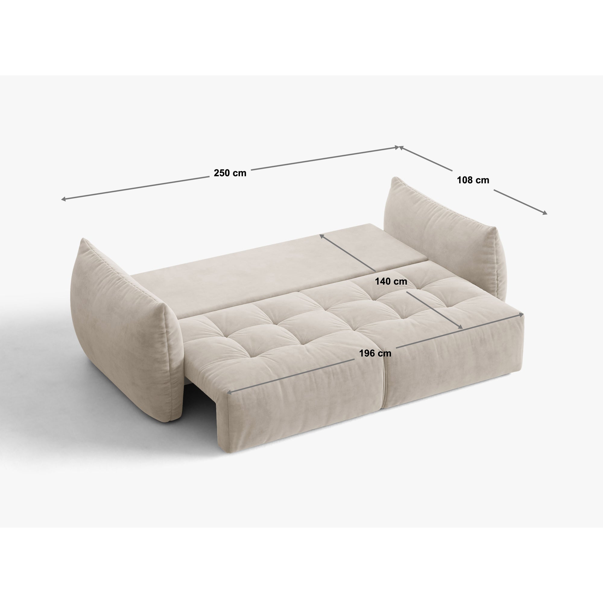 Kavč Bloom 250x108 cm, material: žamet