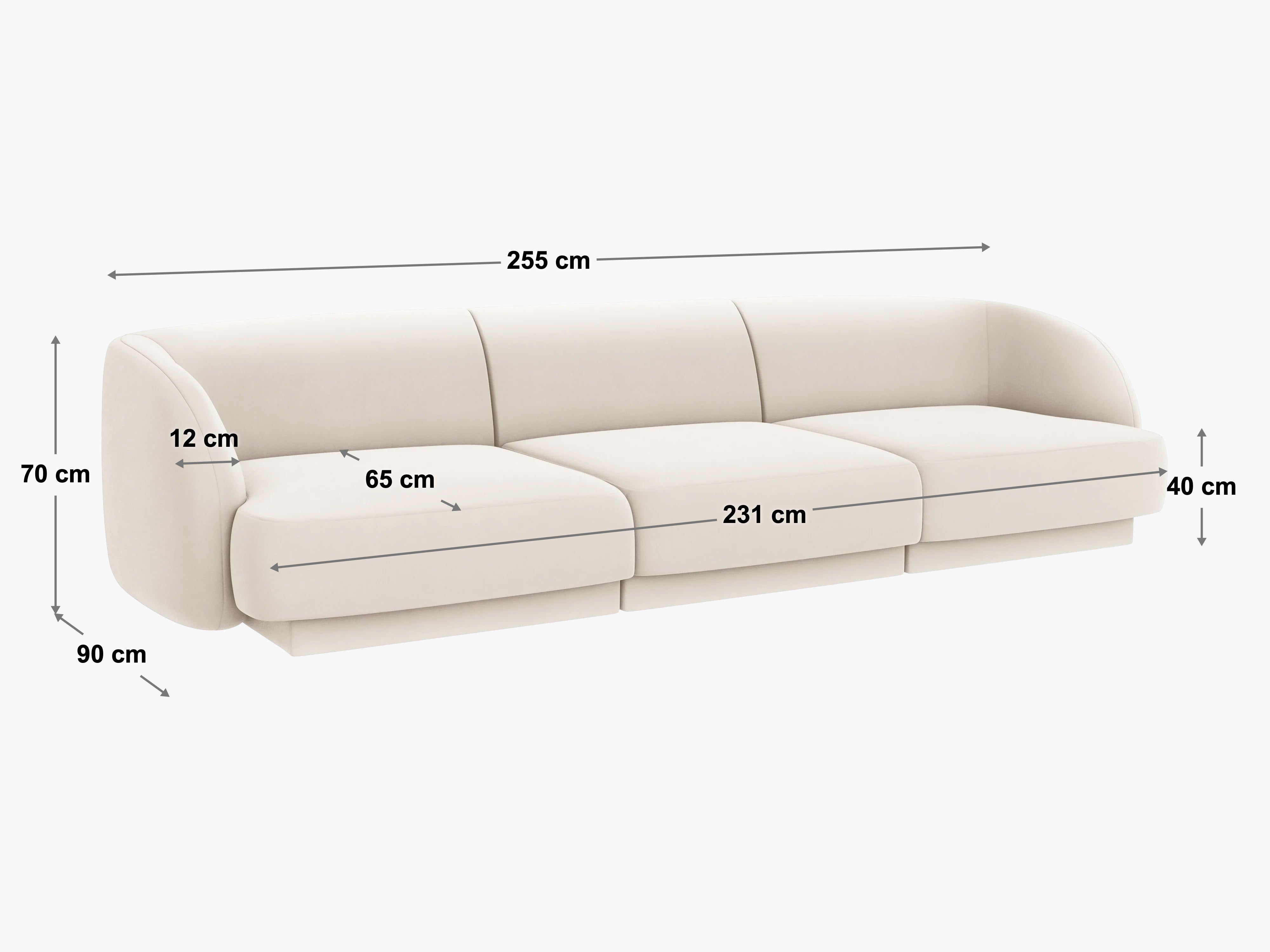Sofa Miley 255x90cm, Material: žamet