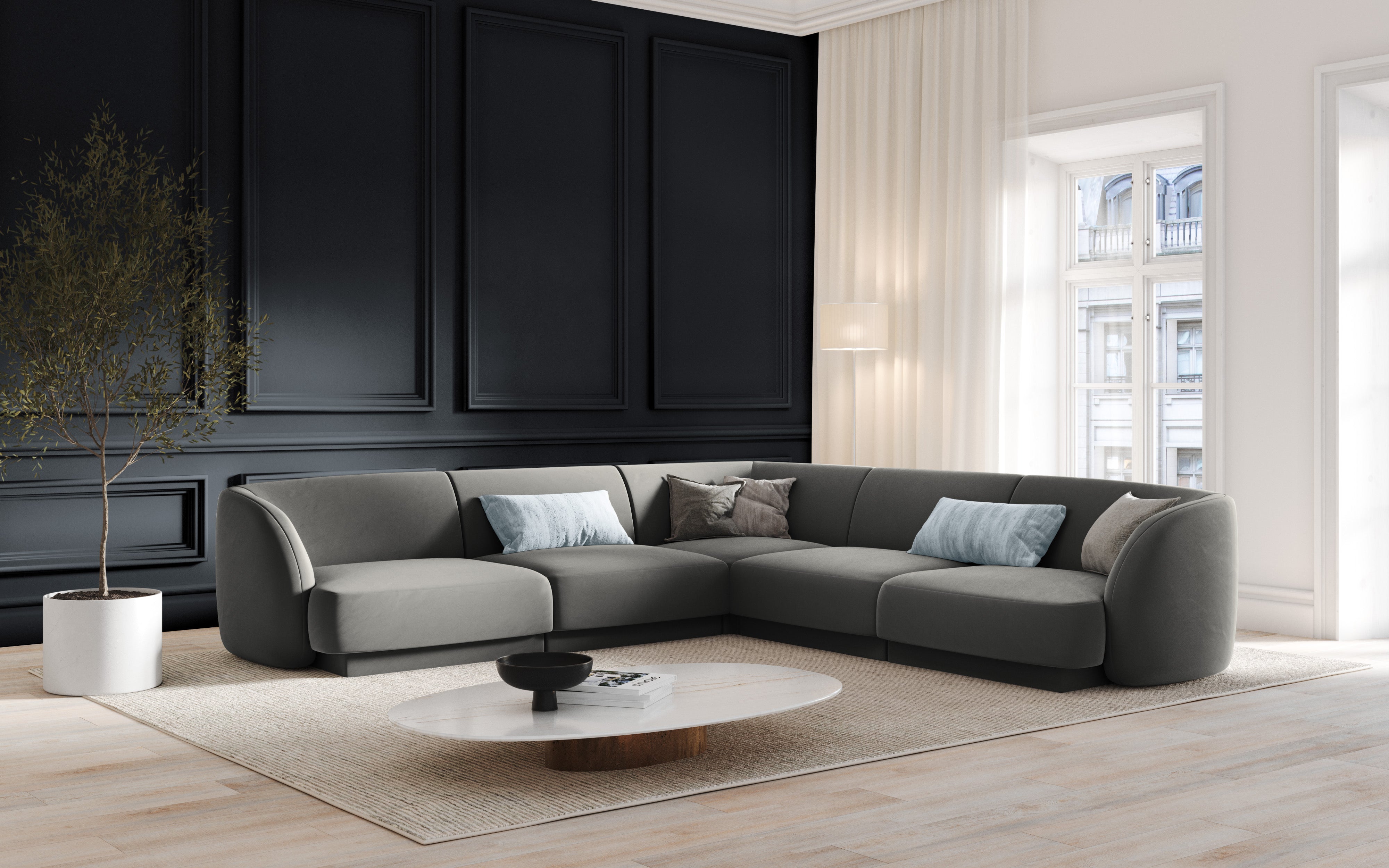 Kotna garnitura Miley 255x255 cm, Material: žamet